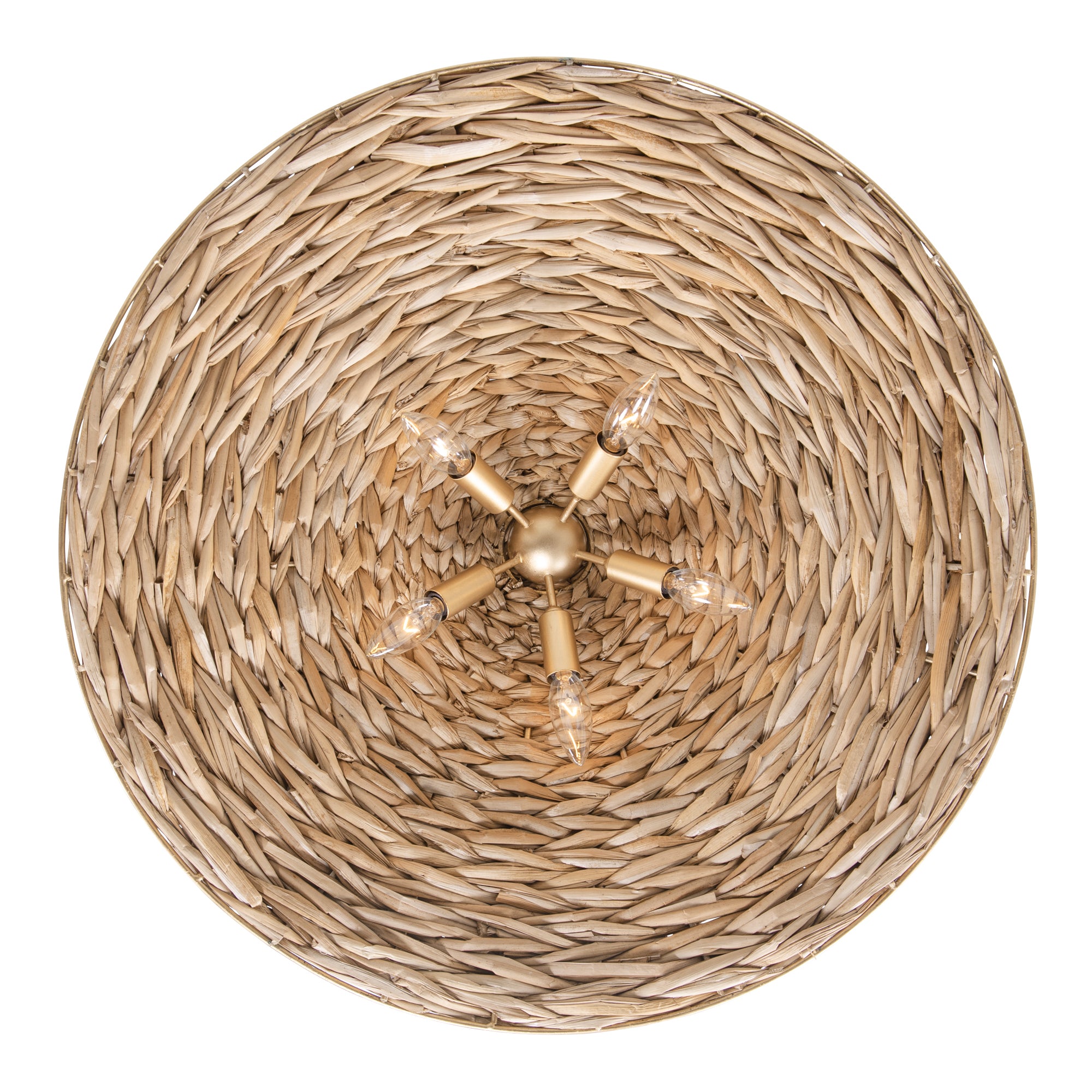 Hilton Head 5-Light Large Pendant - French Gold/Natural Seagrass