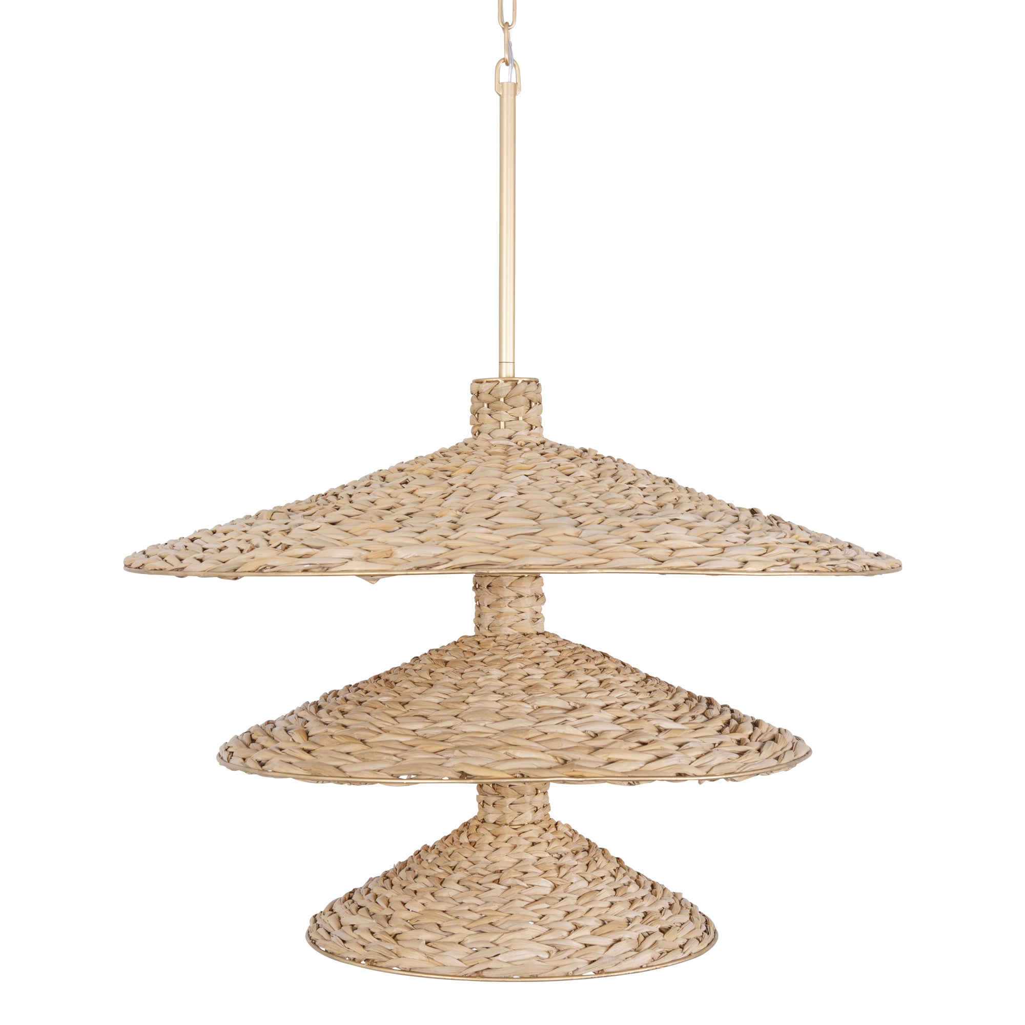 Hilton Head 15 Light 3-Tier Pendant - French Gold/Natural Seagrass