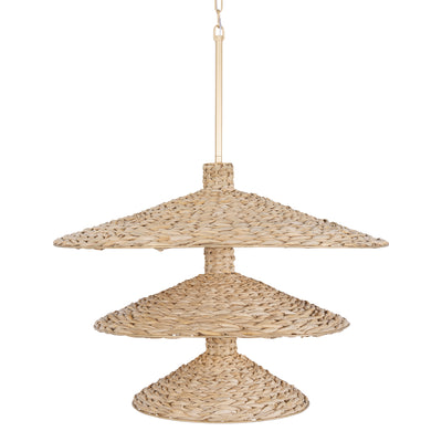 Hilton Head 15 Light 3-Tier Pendant - French Gold/Natural Seagrass