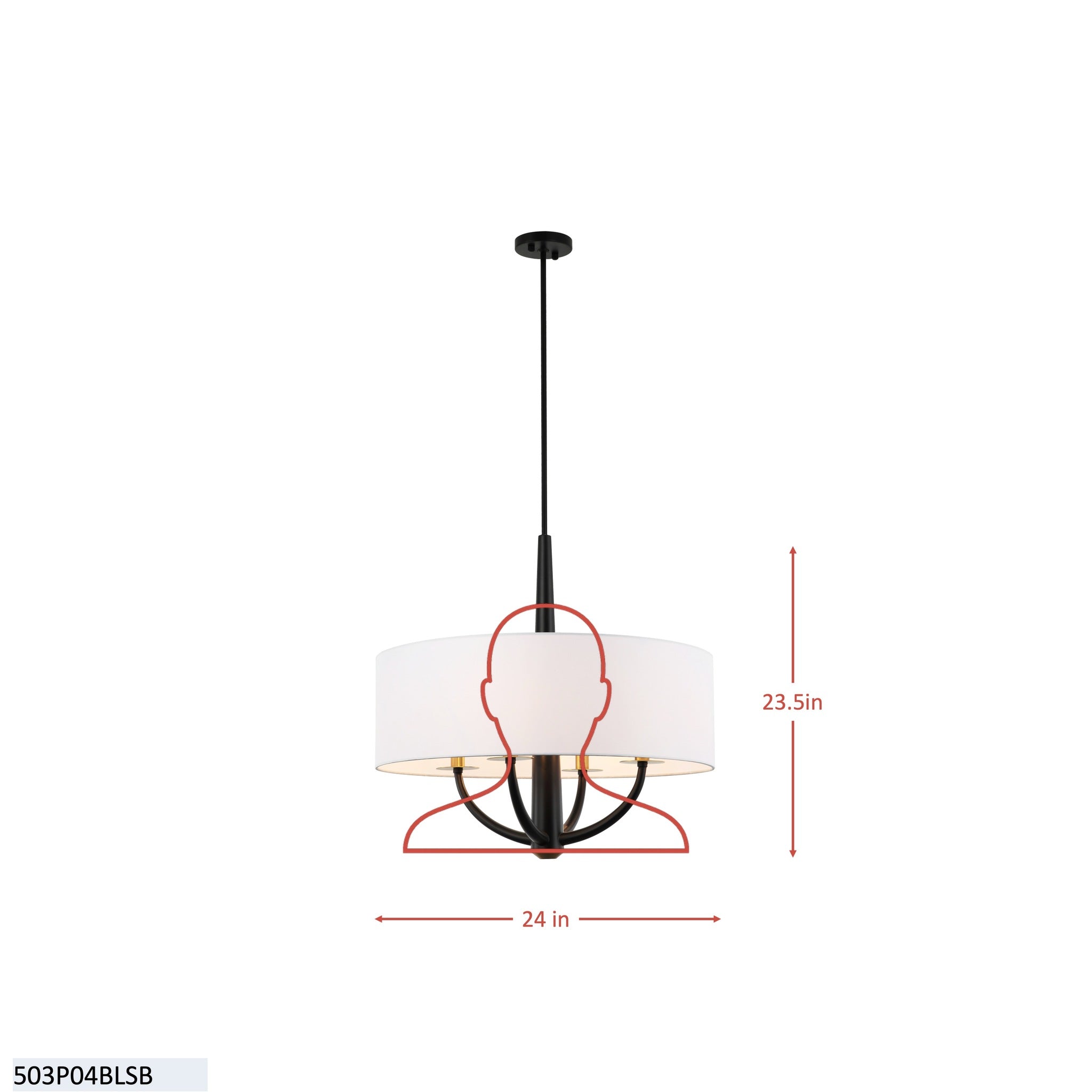 Patchwork 4 Light Pendant - Black/Satin Brass