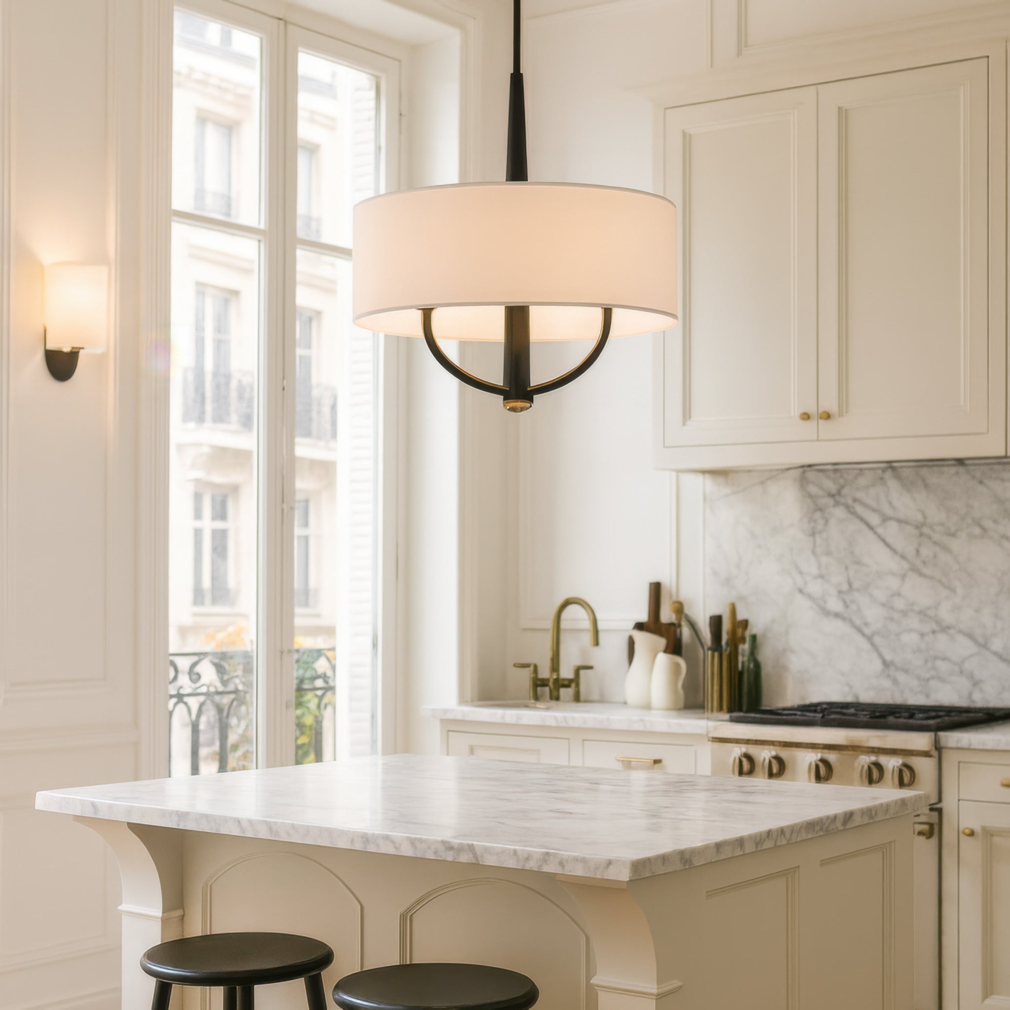 Patchwork 4 Light Pendant - Black/Satin Brass
