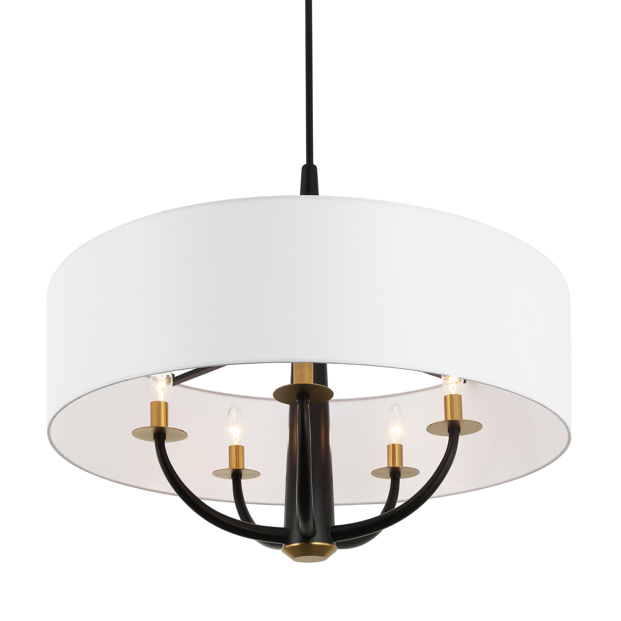 Patchwork 5 Light Pendant - Black/Satin Brass
