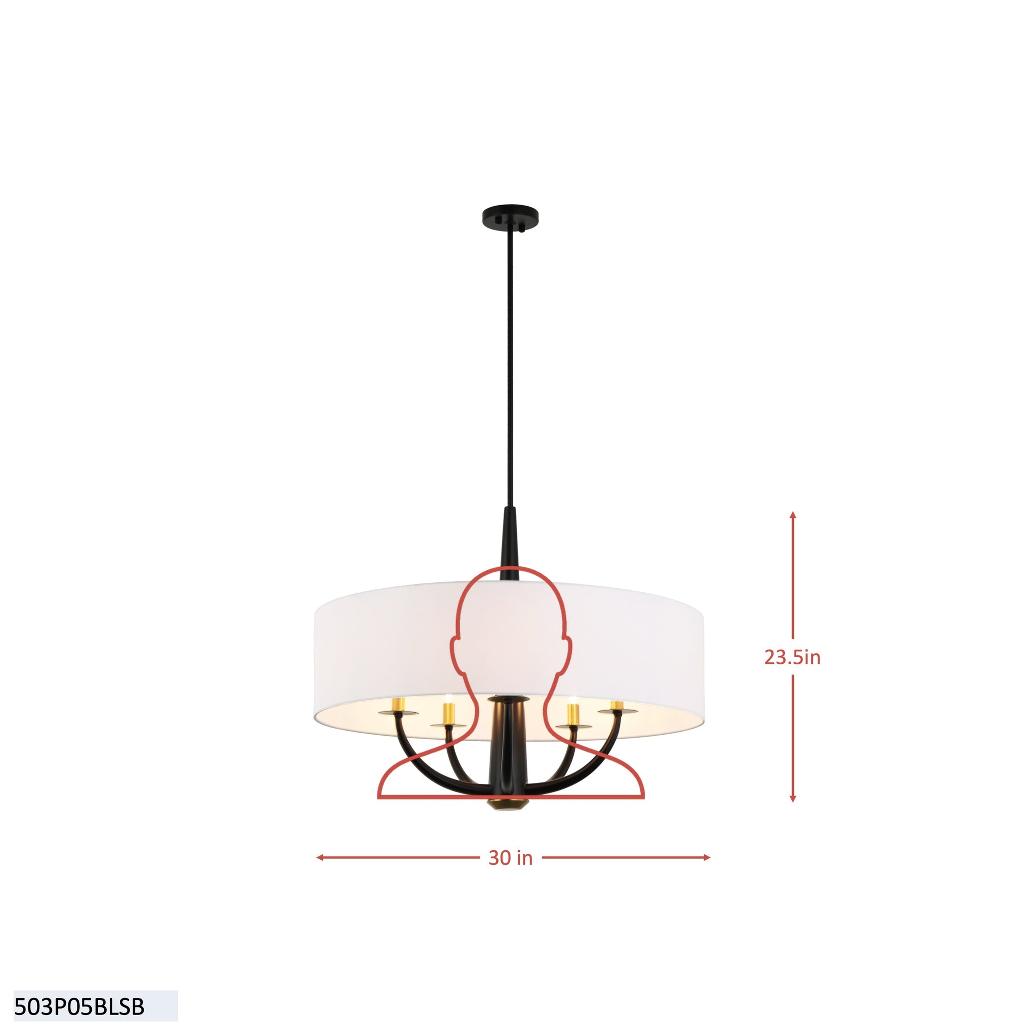Patchwork 5 Light Pendant - Black/Satin Brass
