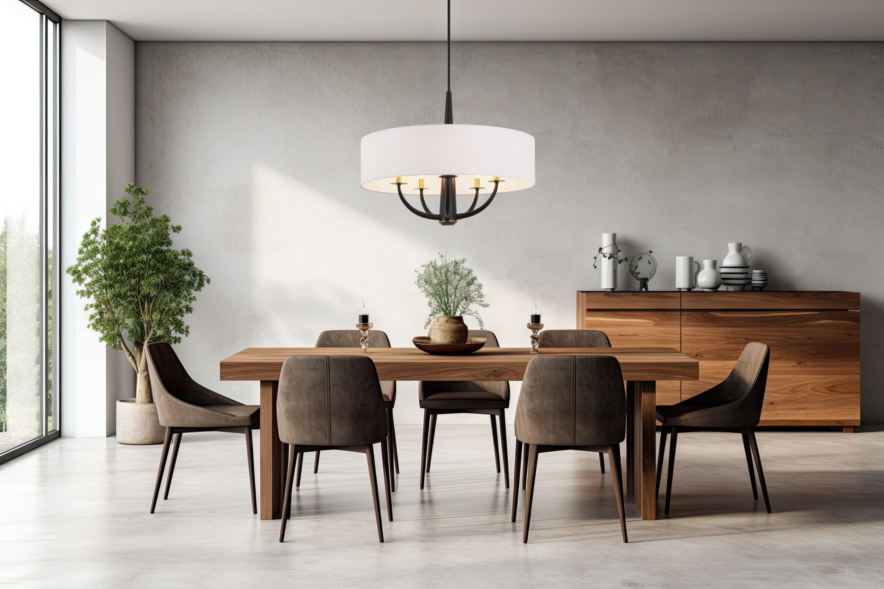 Patchwork 5 Light Pendant - Black/Satin Brass