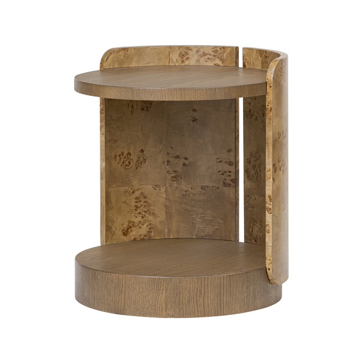 McKinney 514TE20A Side Table - Mushroom Oak/Mappa Burl