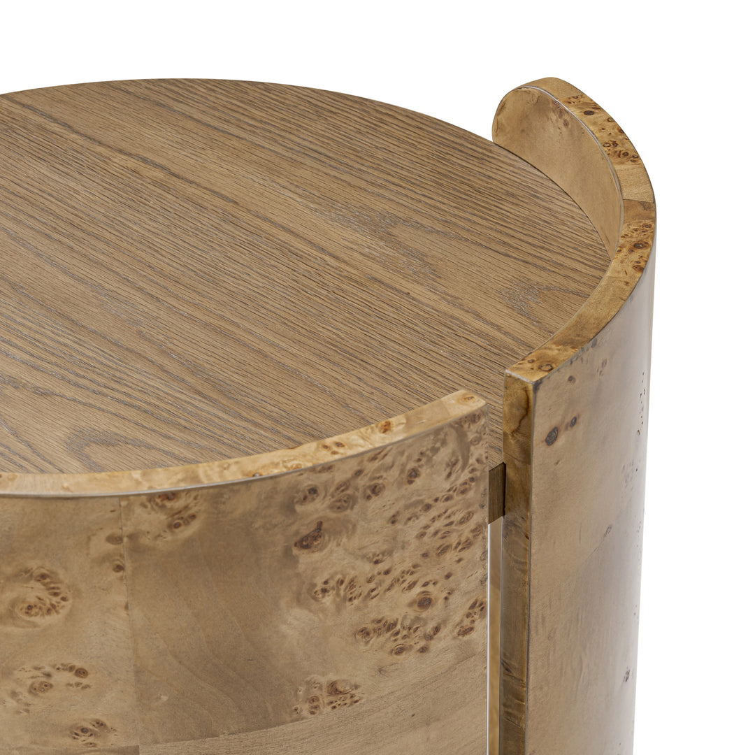 McKinney 514TE20A Side Table - Mushroom Oak/Mappa Burl