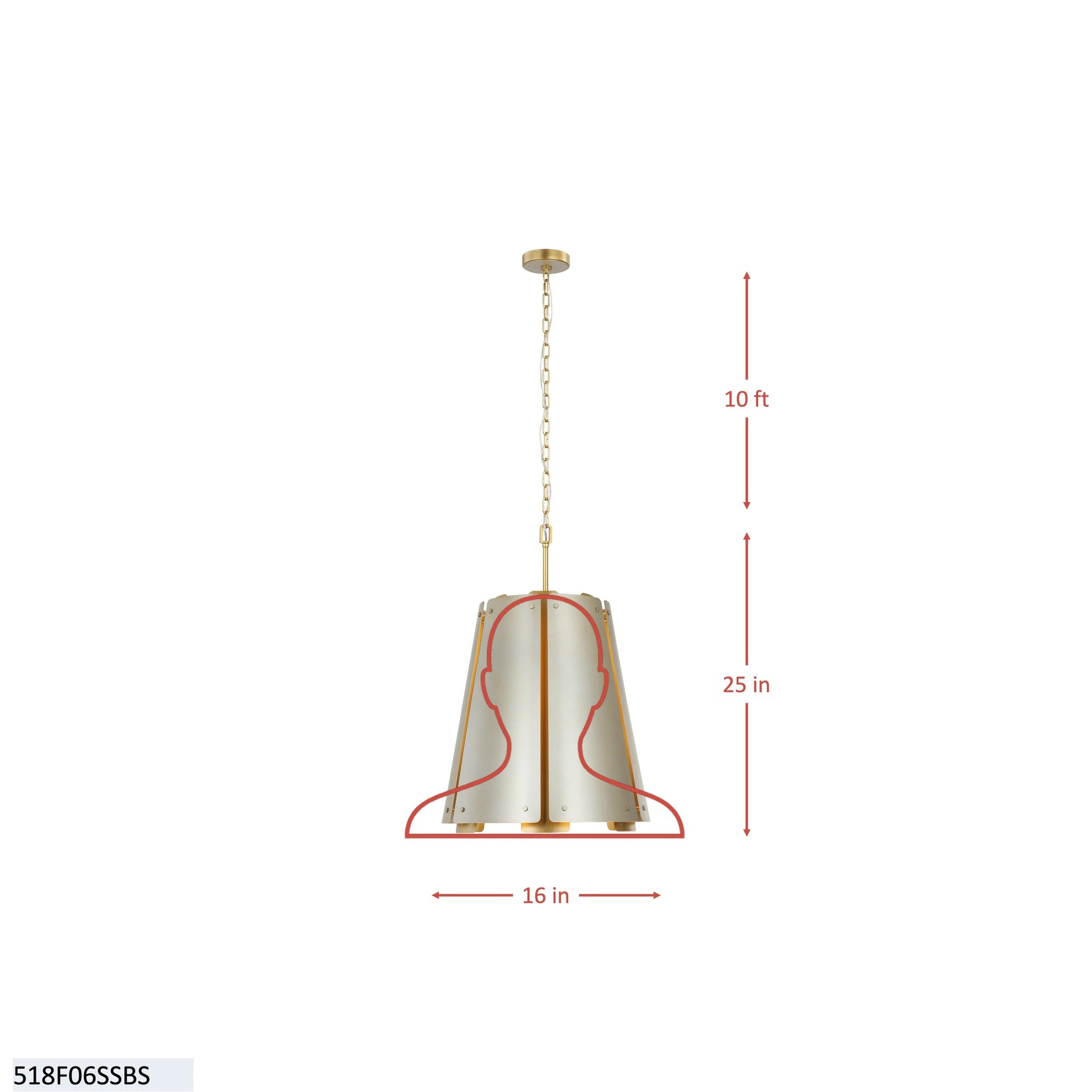 Peep Show 6 Light Foyer - Sunwashed Silver/Brushed Sienna