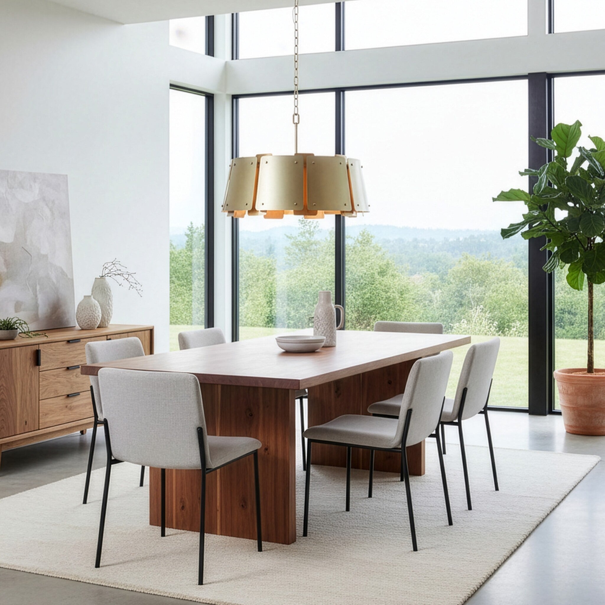 Peep Show 5 Light Pendant - Sunwashed Silver/Brushed Sienna