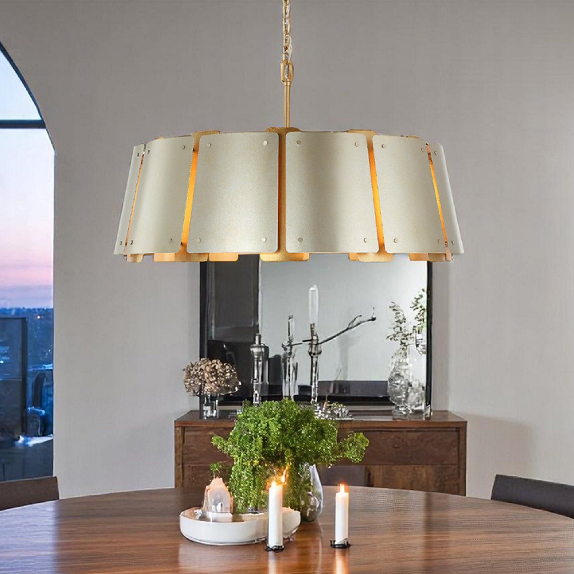 Peep Show 8 Light Pendant - Sunwashed Silver/Brushed Sienna