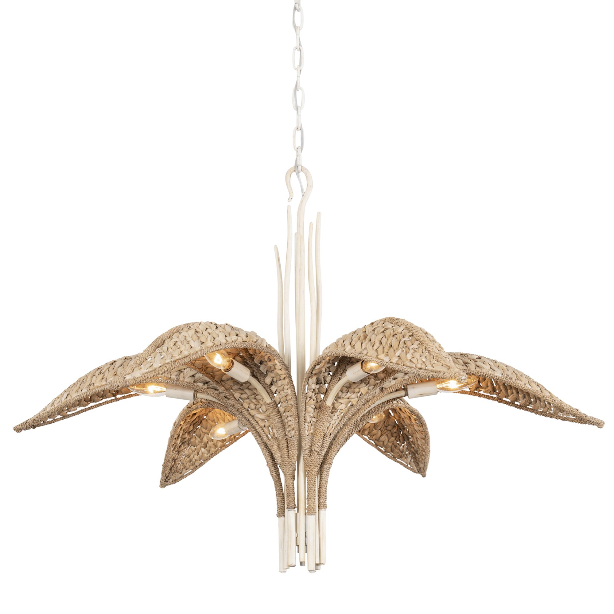 Century Palm 6 Light Chandelier - Country White