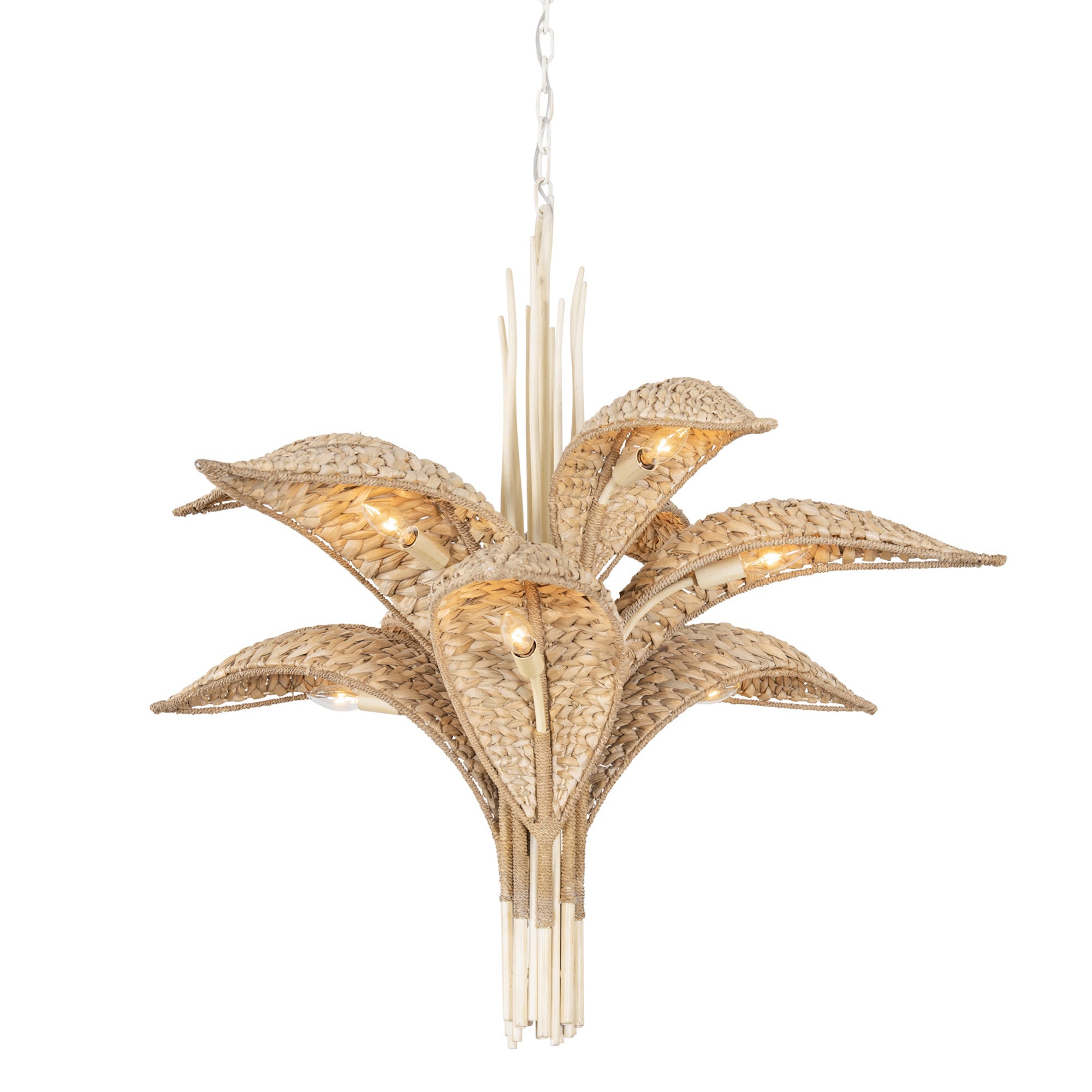 Century Palm 9 Light 3-Tier Chandelier - Country White