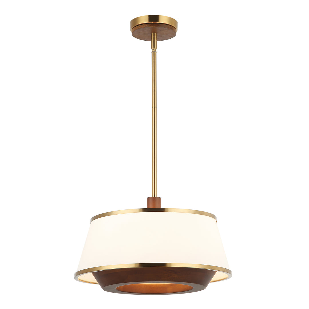 Desert Flyer 520P03SBW 3-Lt Convertible Pendant/Semi-Flush - Satin Brass/Medium Walnut