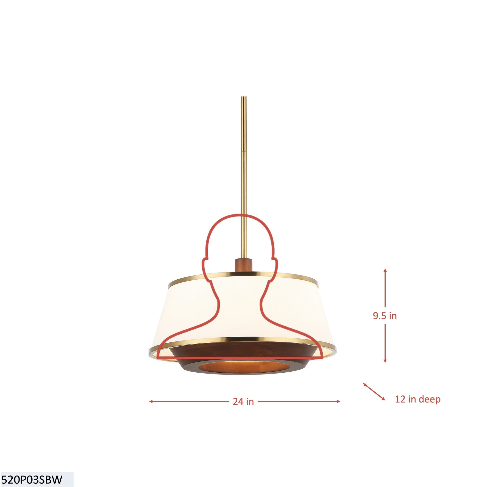 Desert Flyer 3 Light Convertible Pendant/Semi-Flush - Satin Brass/Medium Walnut