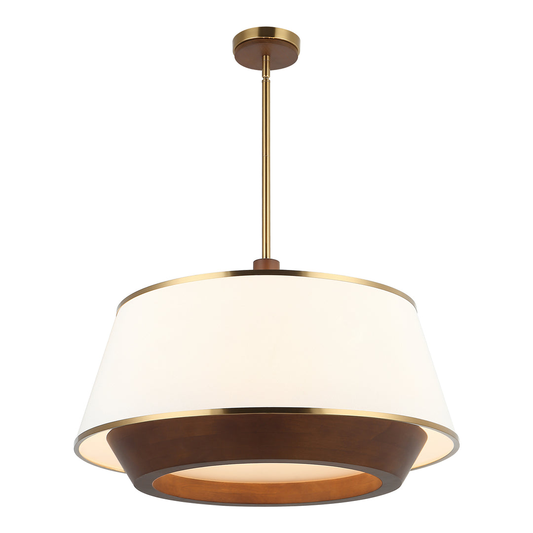 Desert Flyer 520P06SBW 6-Lt Pendant - Satin Brass/Medium Walnut