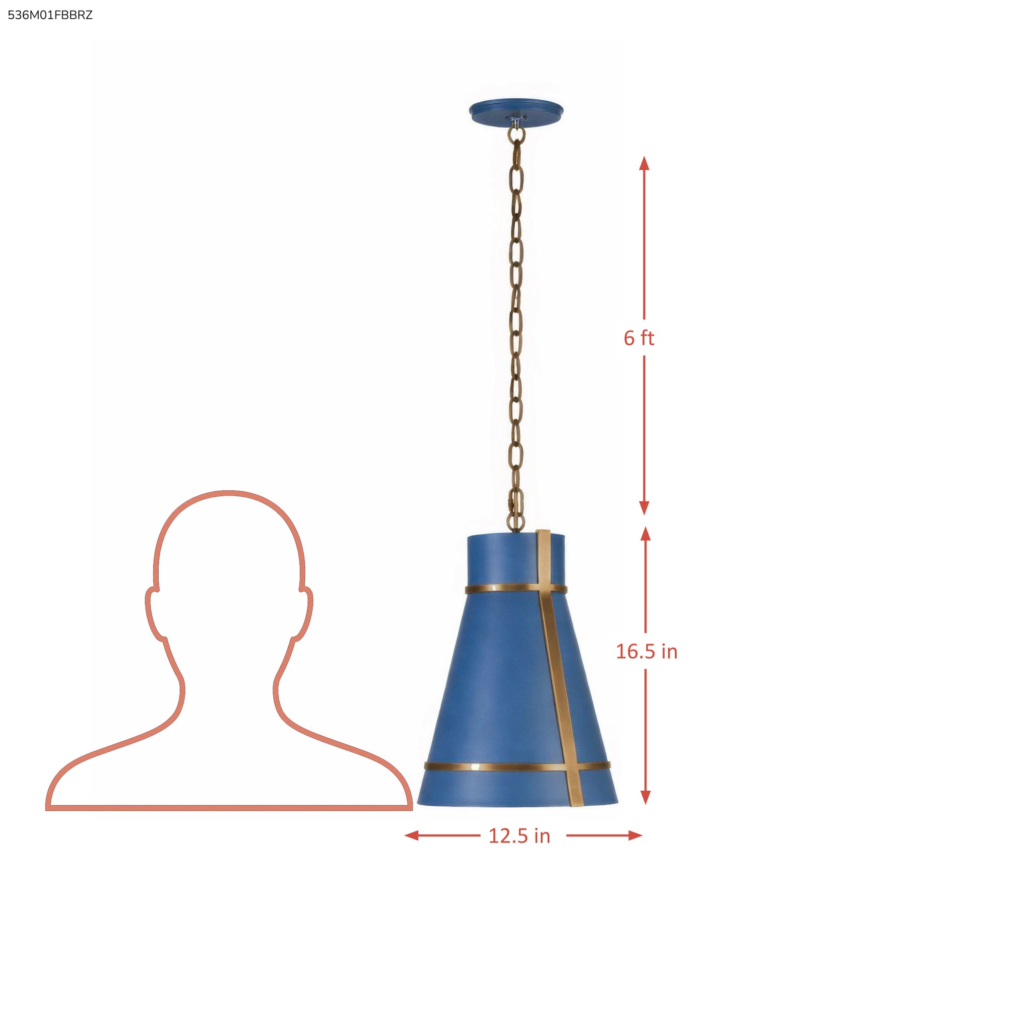 Brasserie 1 Light Mini Pendant - French Blue/Heritage Bronze