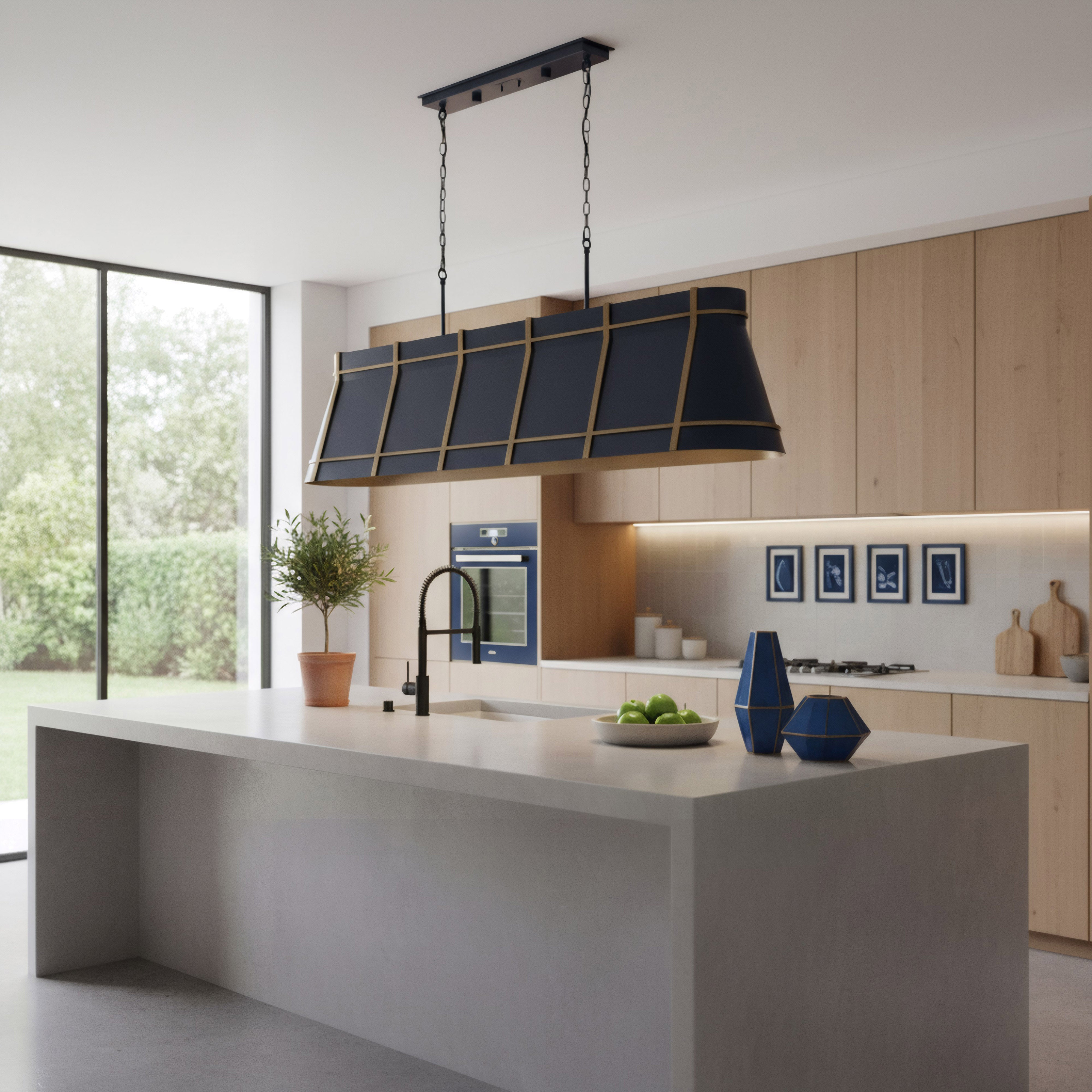 Brasserie 6 Light Linear - French Blue/Heritage Bronze