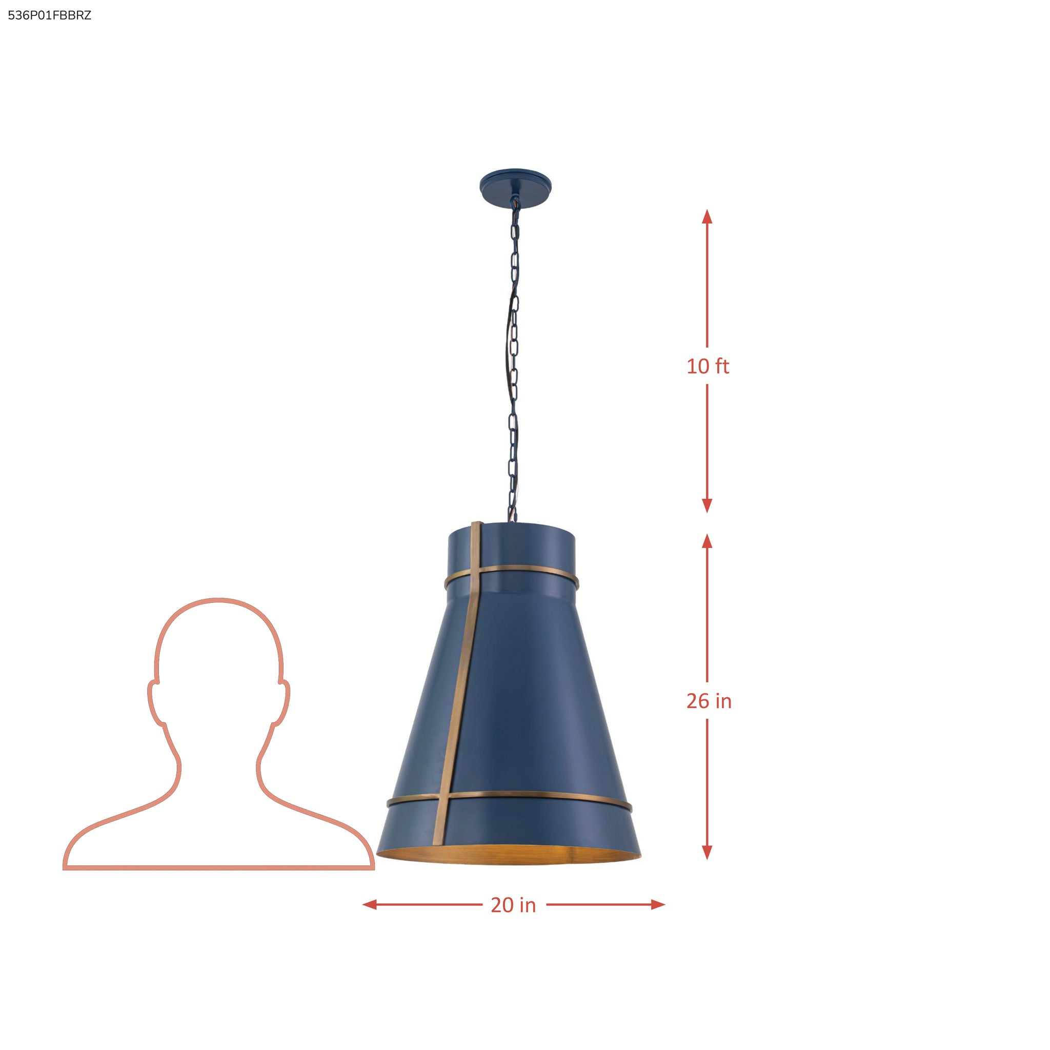 Brasserie 1 Light Pendant - French Blue/Heritage Bronze