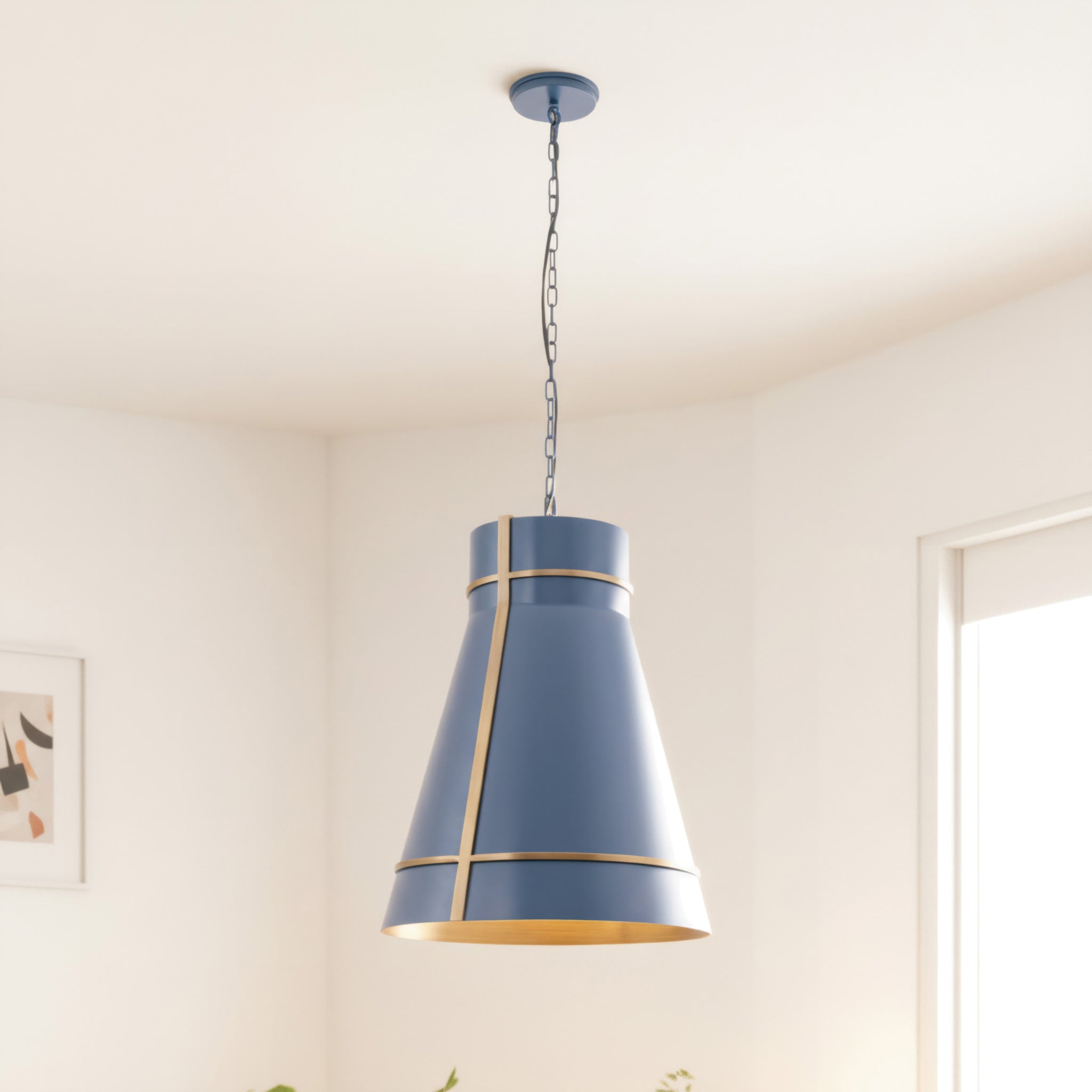 Brasserie 1 Light Pendant - French Blue/Heritage Bronze