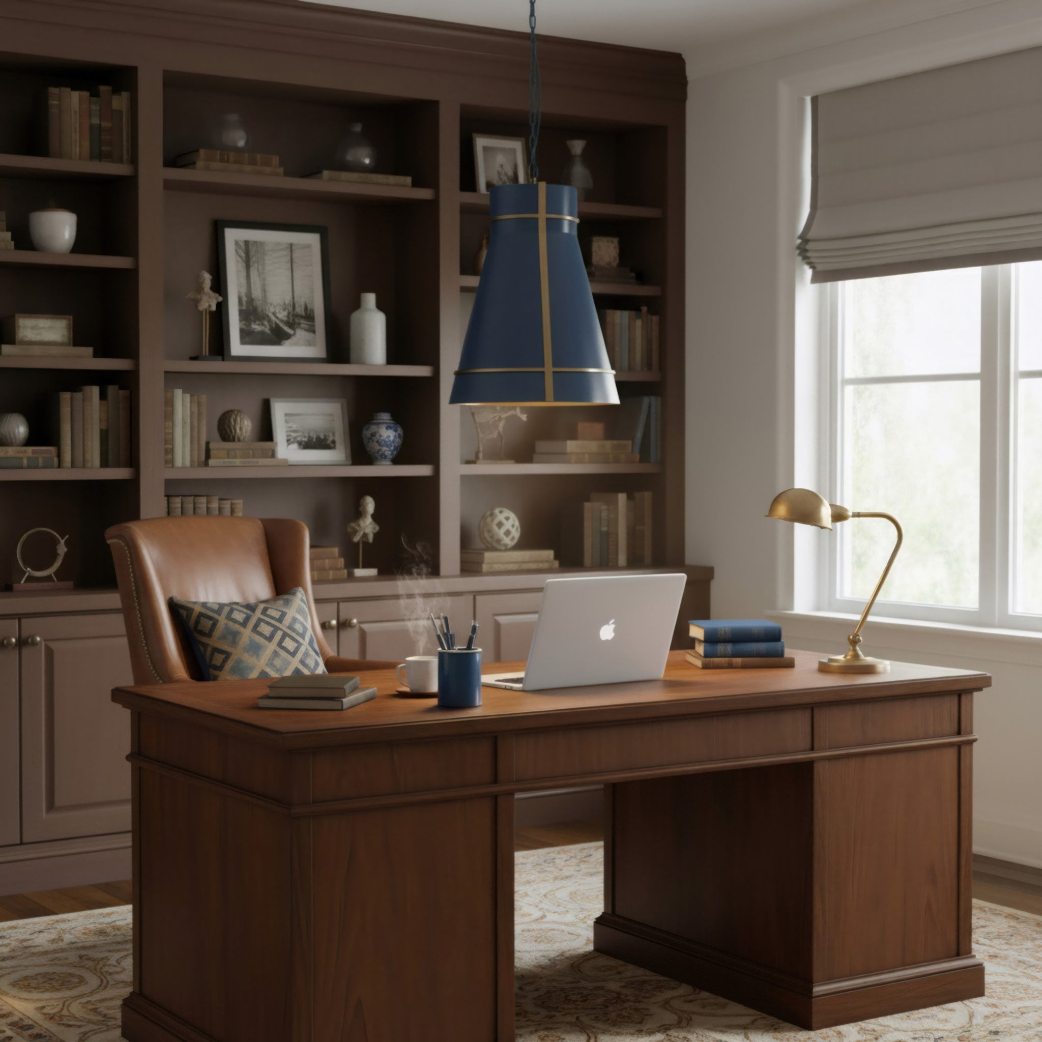 Brasserie 1 Light Pendant - French Blue/Heritage Bronze