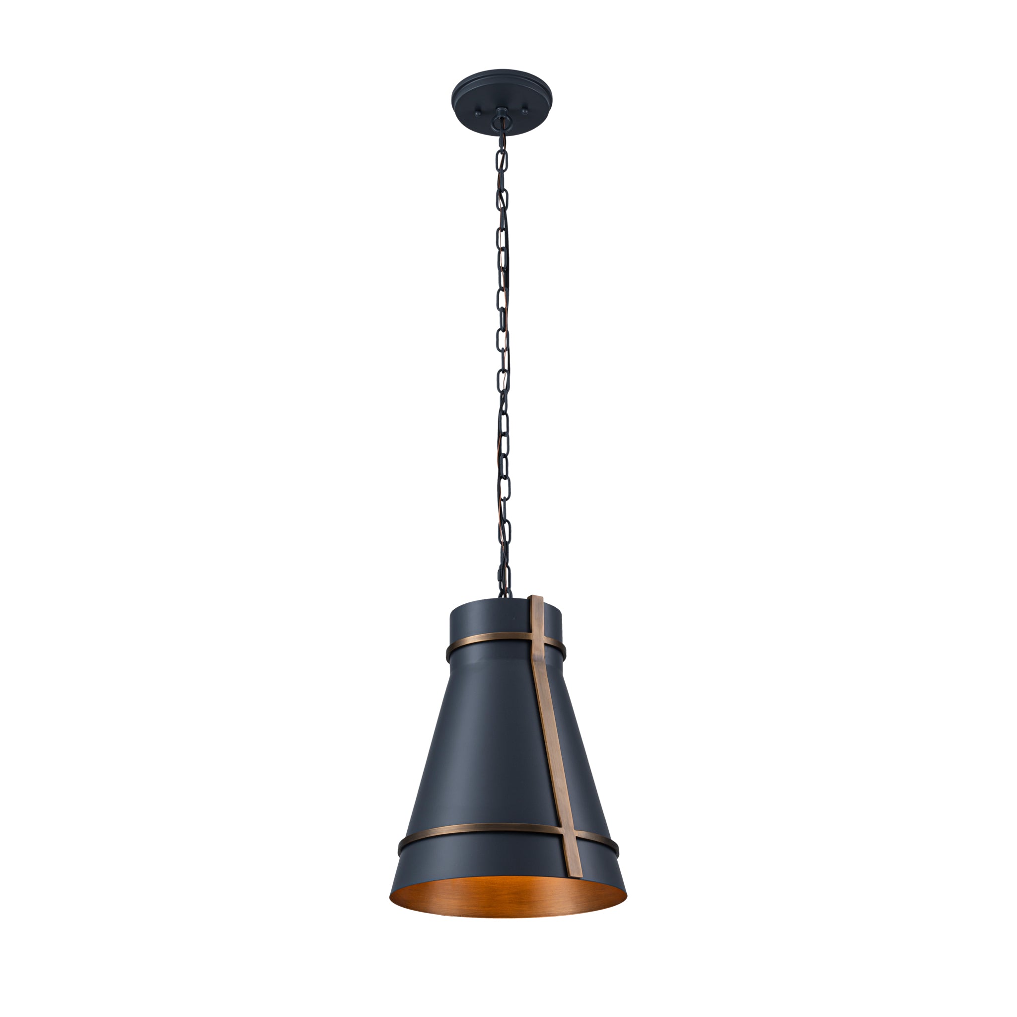 Brasserie 1 Light Pendant - Blackened Zinc/Heritage Bronze