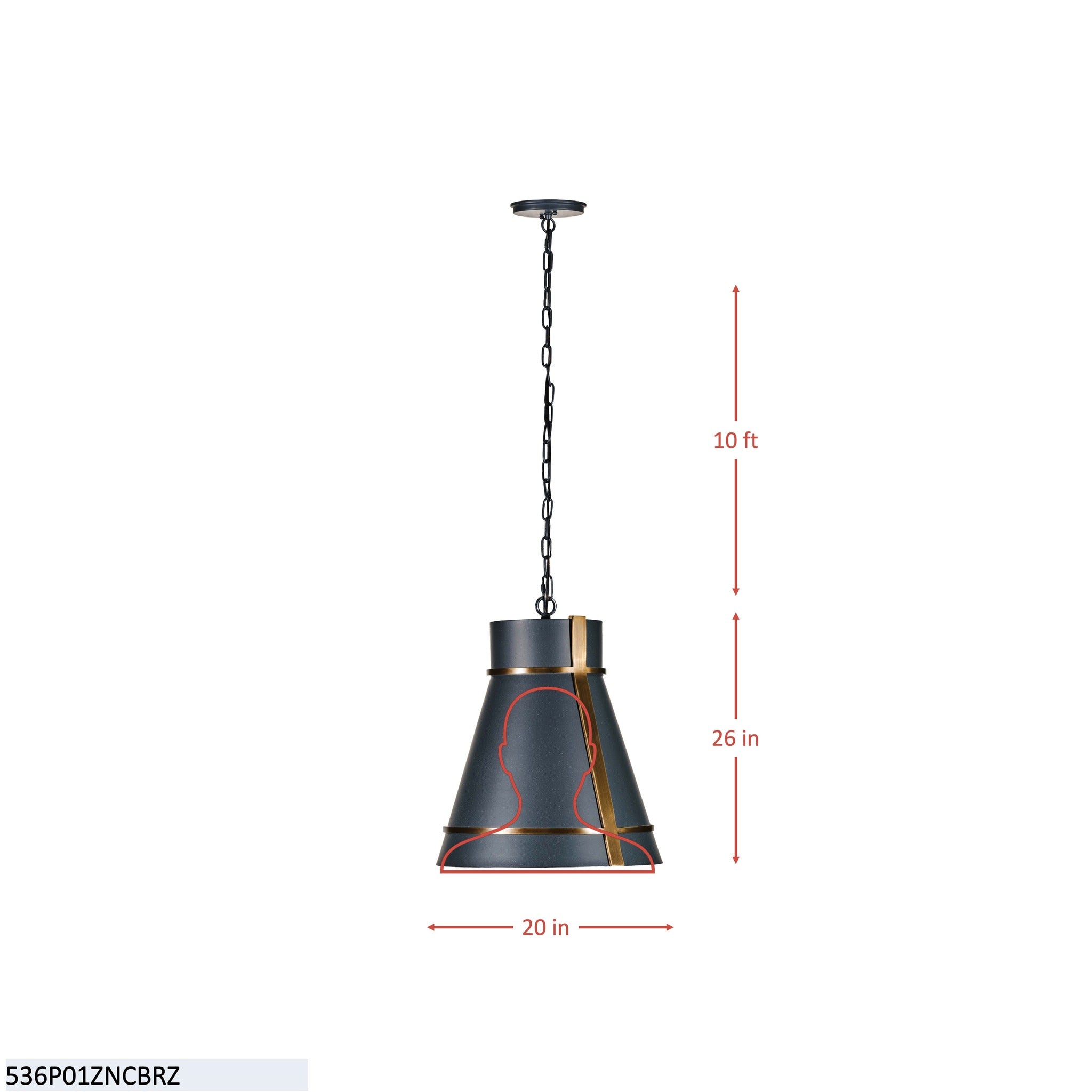 Brasserie 1 Light Pendant - Blackened Zinc/Heritage Bronze