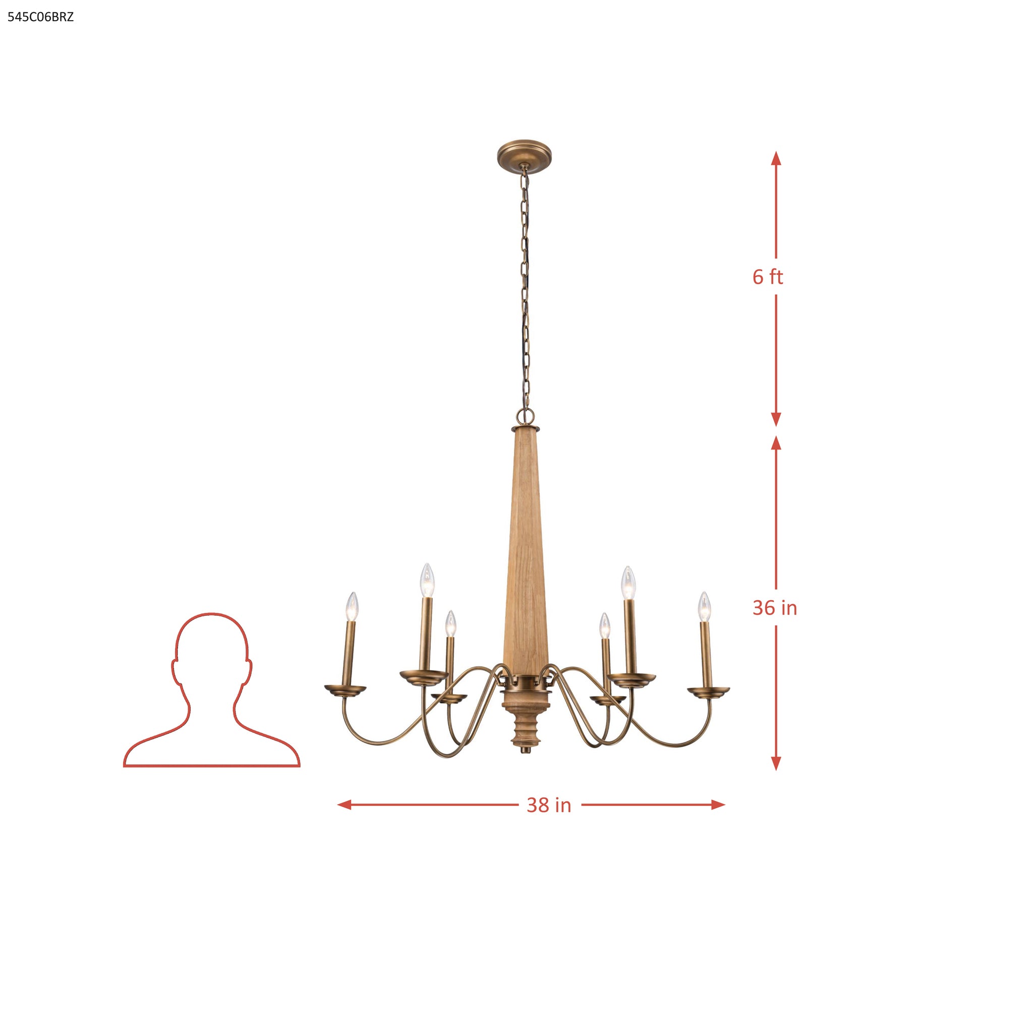 Dinner at 6 Light Chandelier - Heritage Bronze