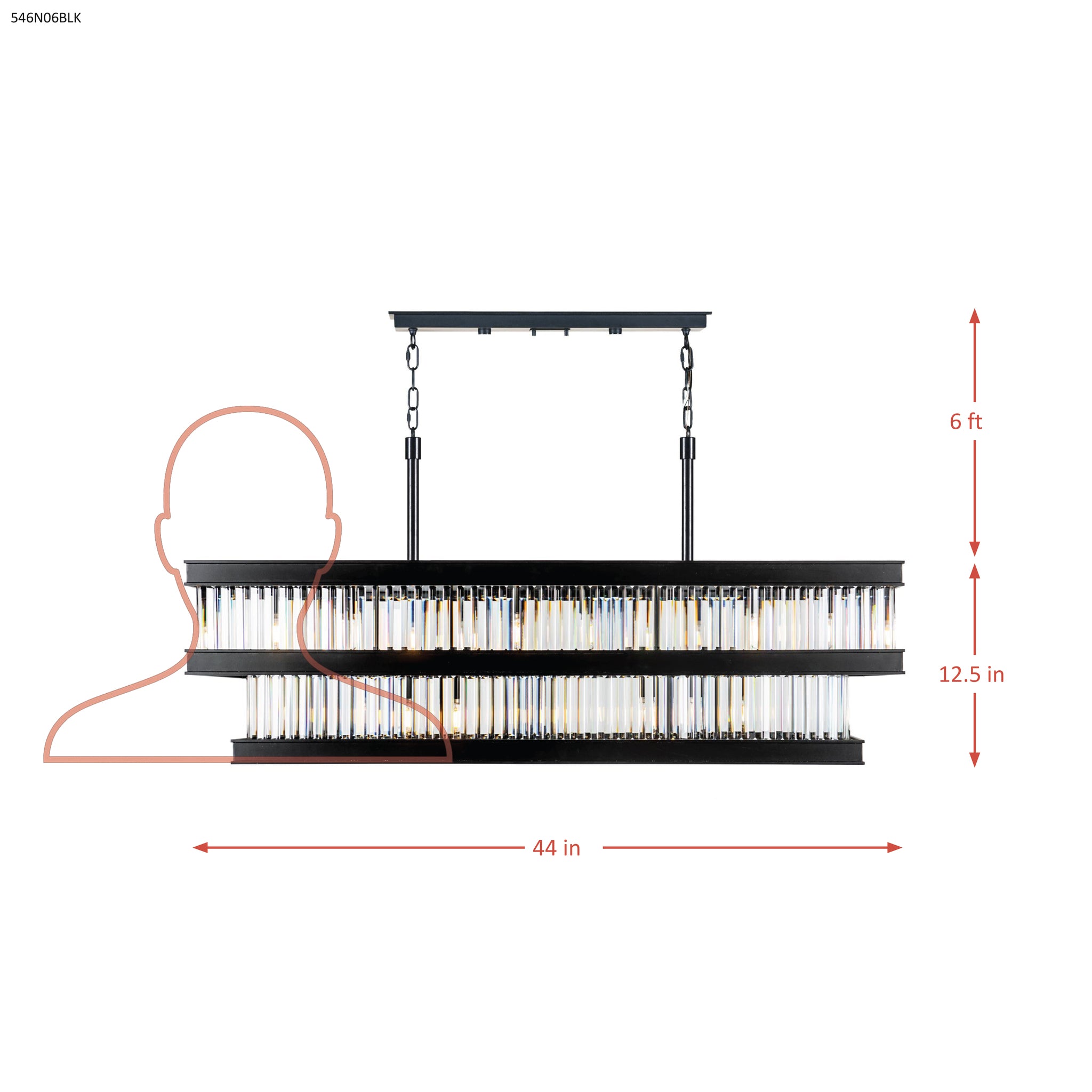 Double Take 6 Light 2-Tier Linear - Heritage Black