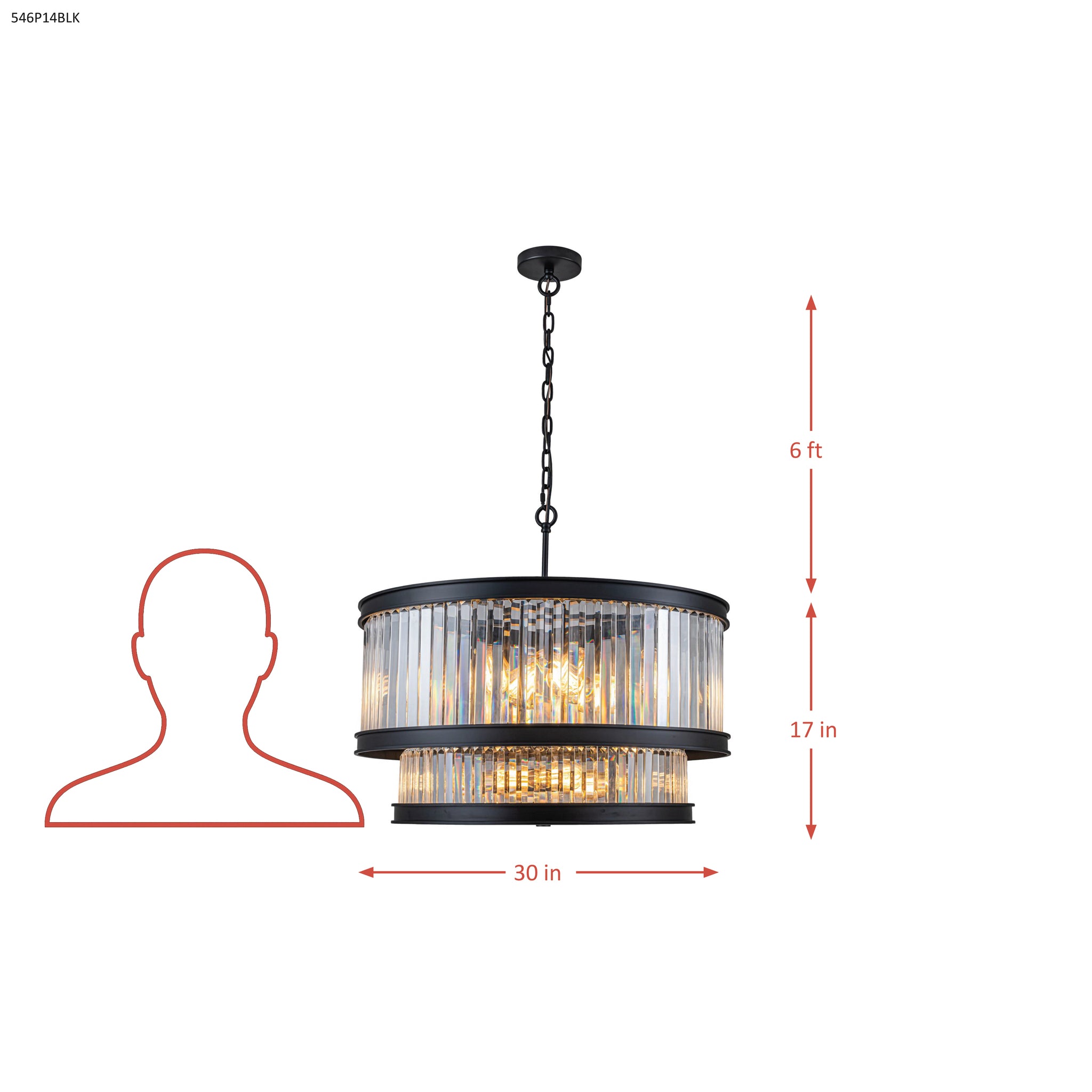 Double Take 14 Light 2-Tier Pendant - Heritage Black