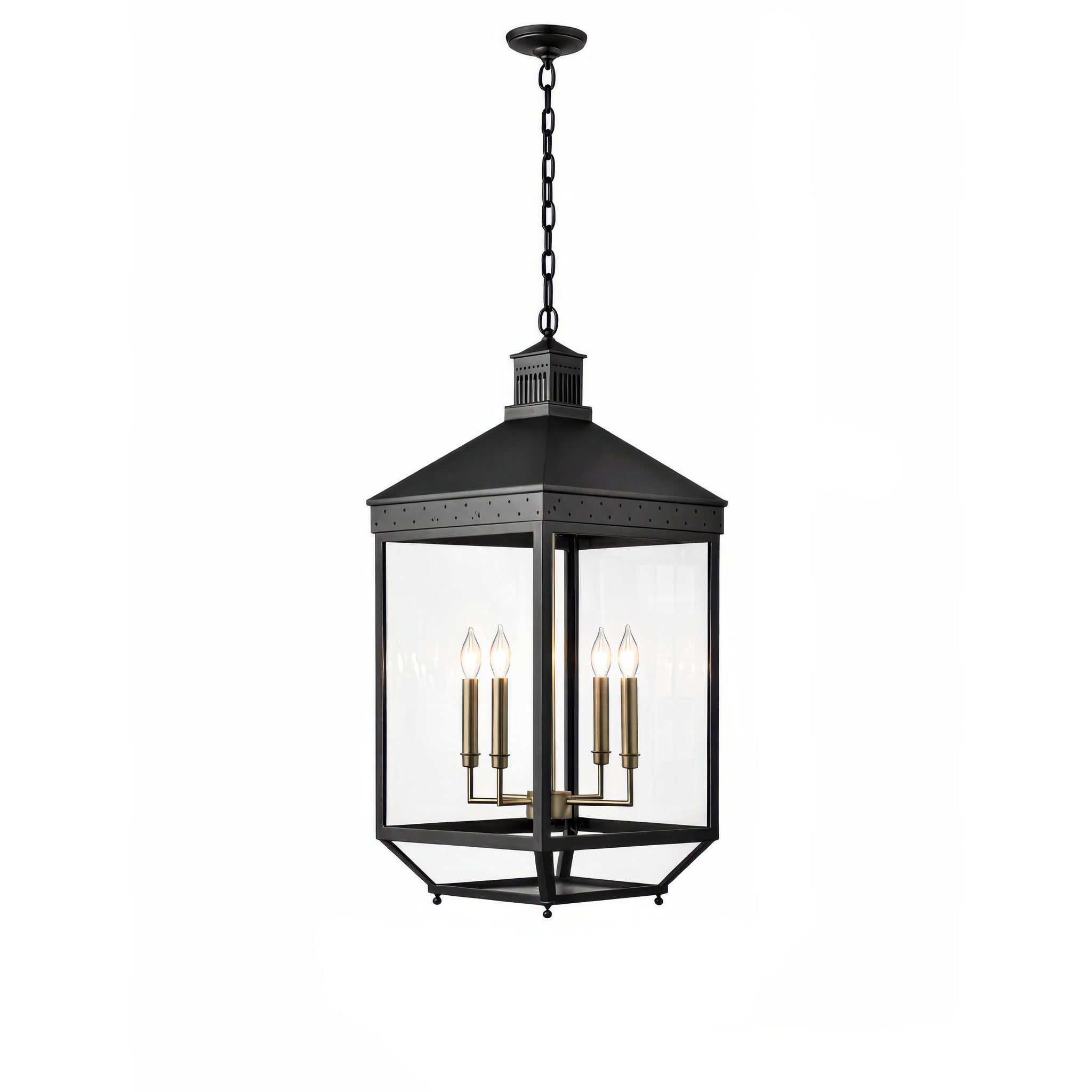 Midnight Manor 4 Light Medium Pendant - Blackened Zinc/Antique Bronze