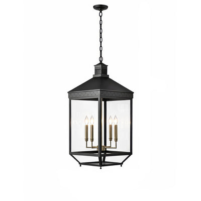 Midnight Manor 4 Light Medium Pendant - Blackened Zinc/Antique Bronze