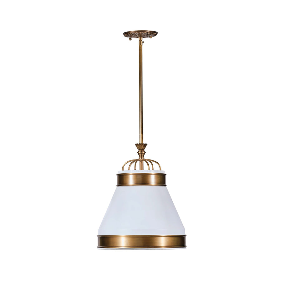 Savarin 549P01WHTBRZ 1-Lt Small Pendant - Heritage White/Heritage Bronze