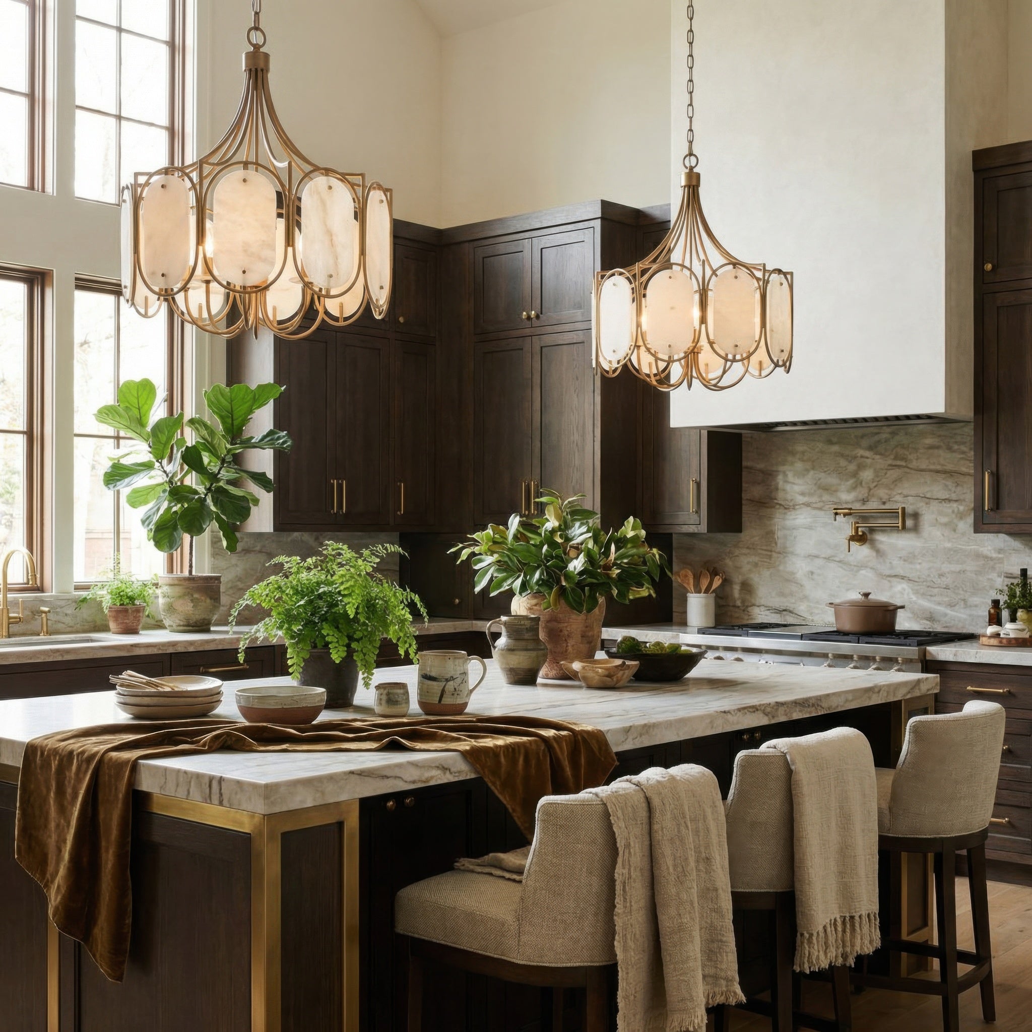 Panelist 5 Light Pendant - Brass Kisser