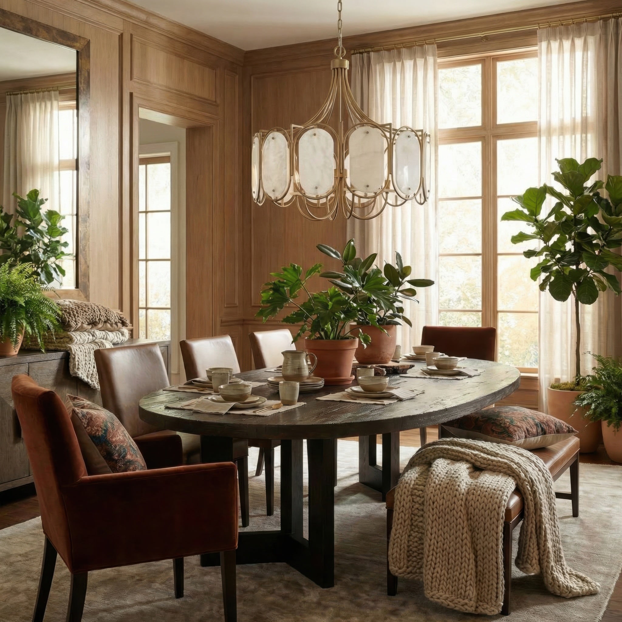 Panelist 6 Light Pendant - Brass Kisser