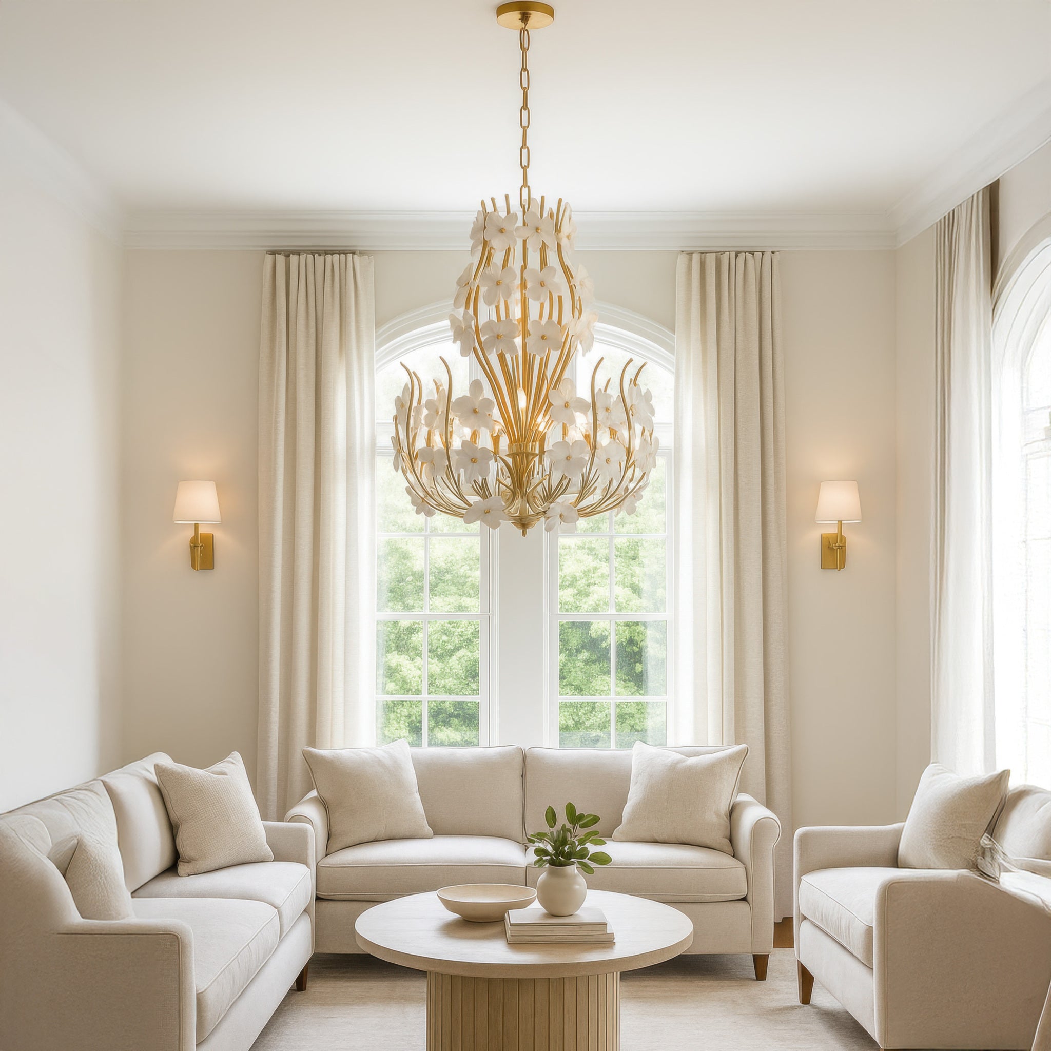 Petal Court 9 Light Pendant  - French Gold