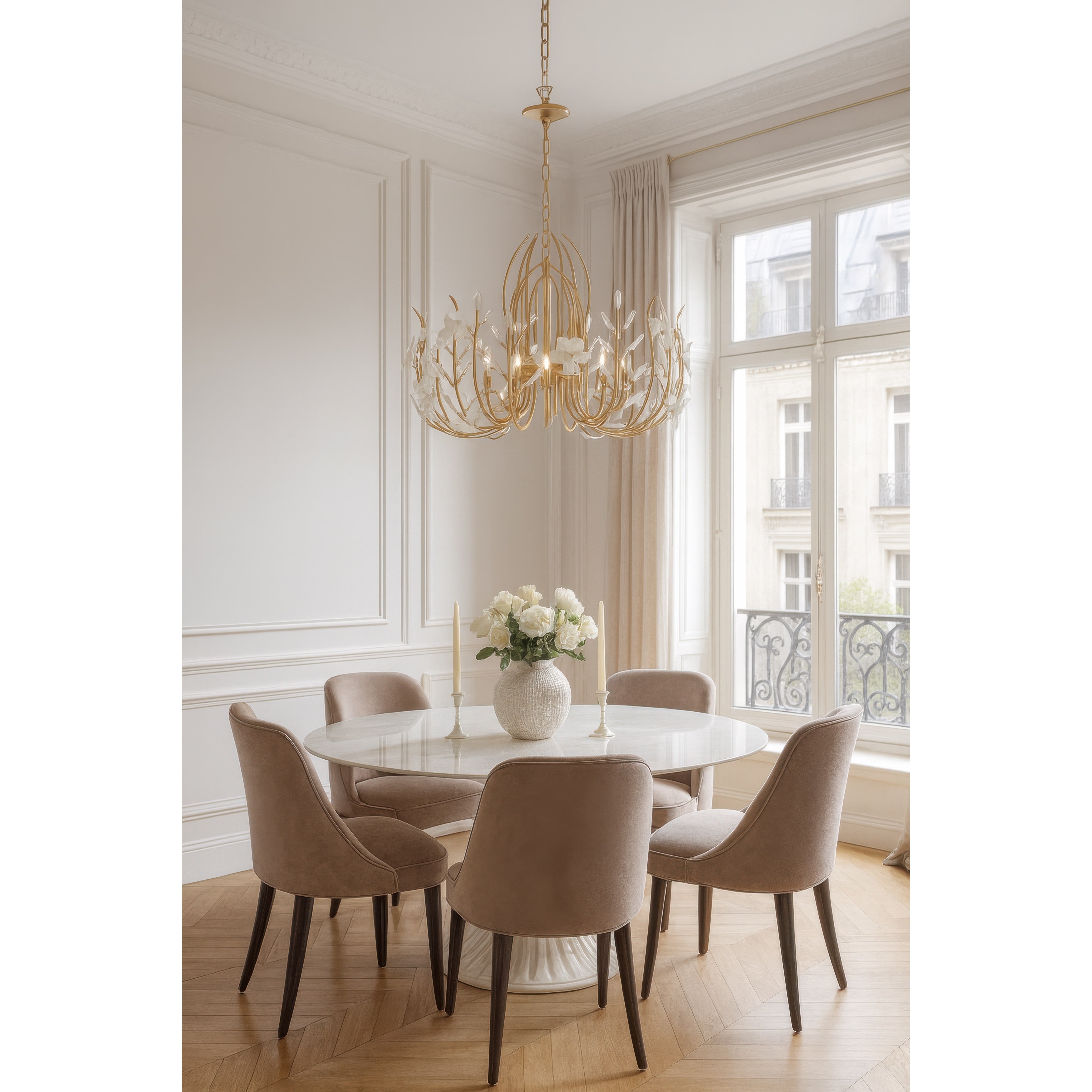 Petal Court 9 Light Pendant  - French Gold