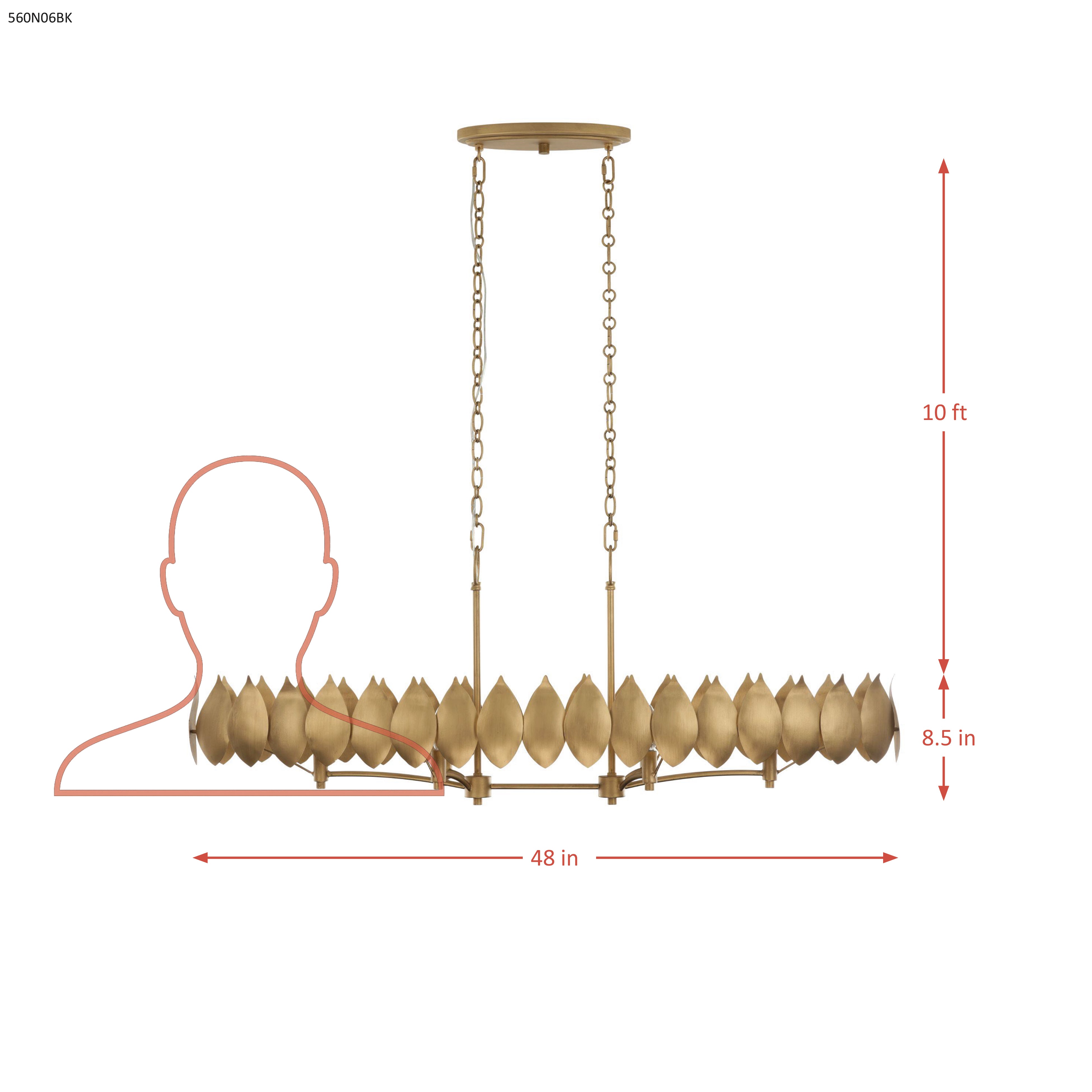 Petal Reign 6 Light Linear - Brass Kisser