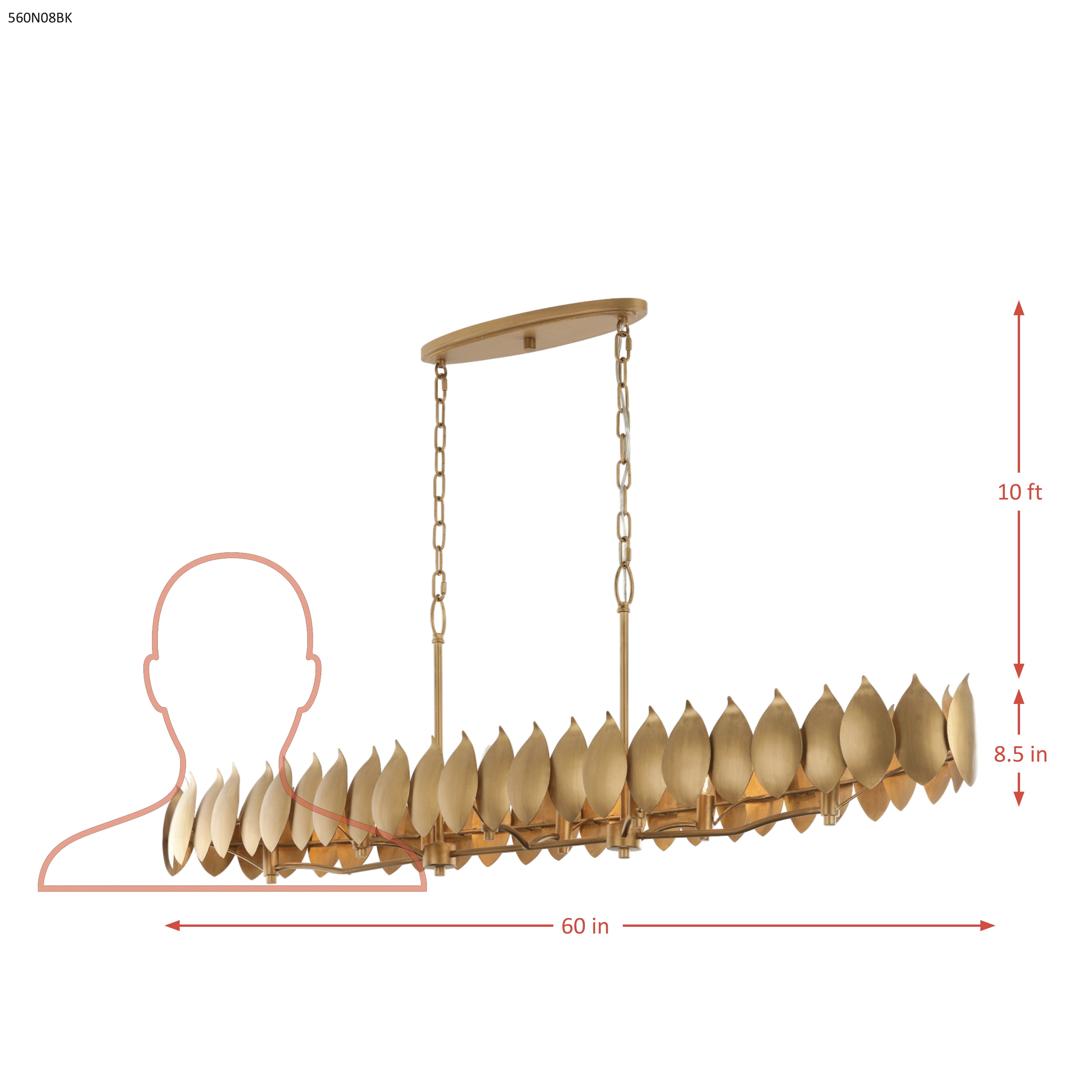 Petal Reign 8 Light Linear - Brass Kisser