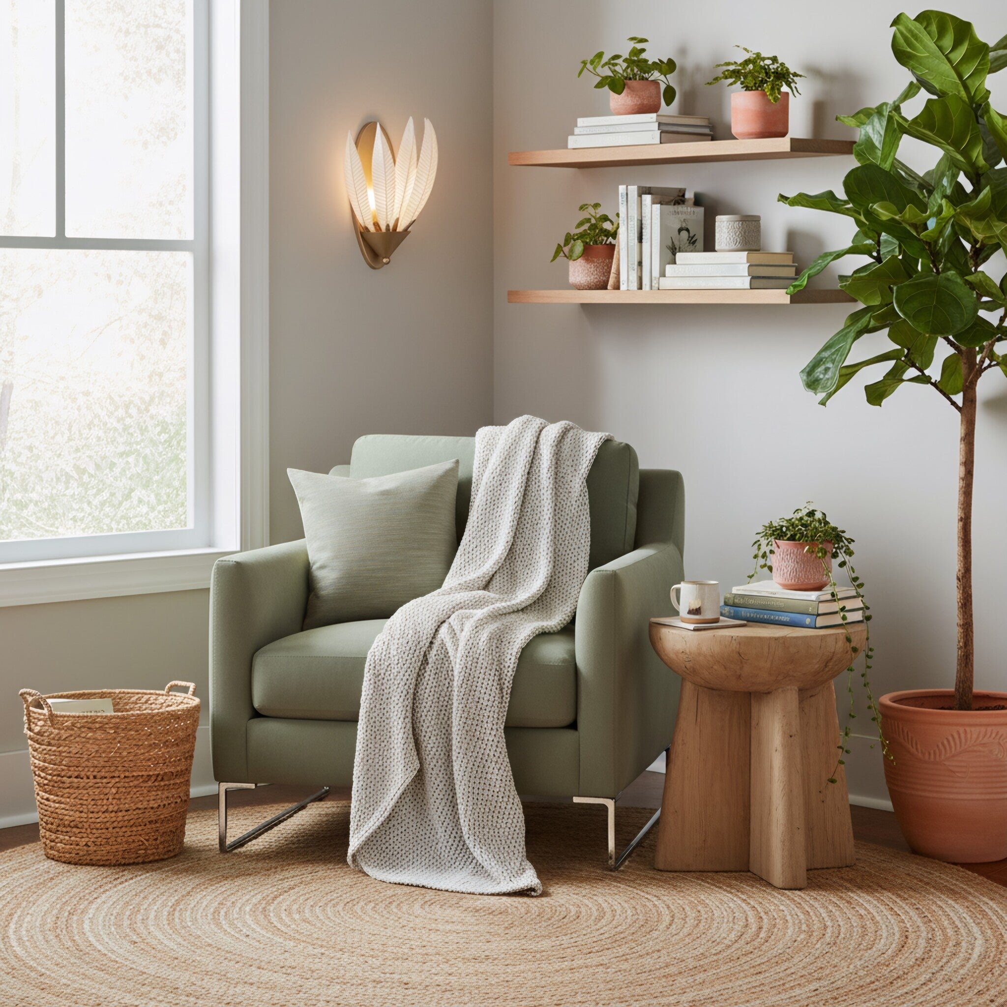 Zanara 1 light Sconcewith 3D Printed Ceramic Leaves