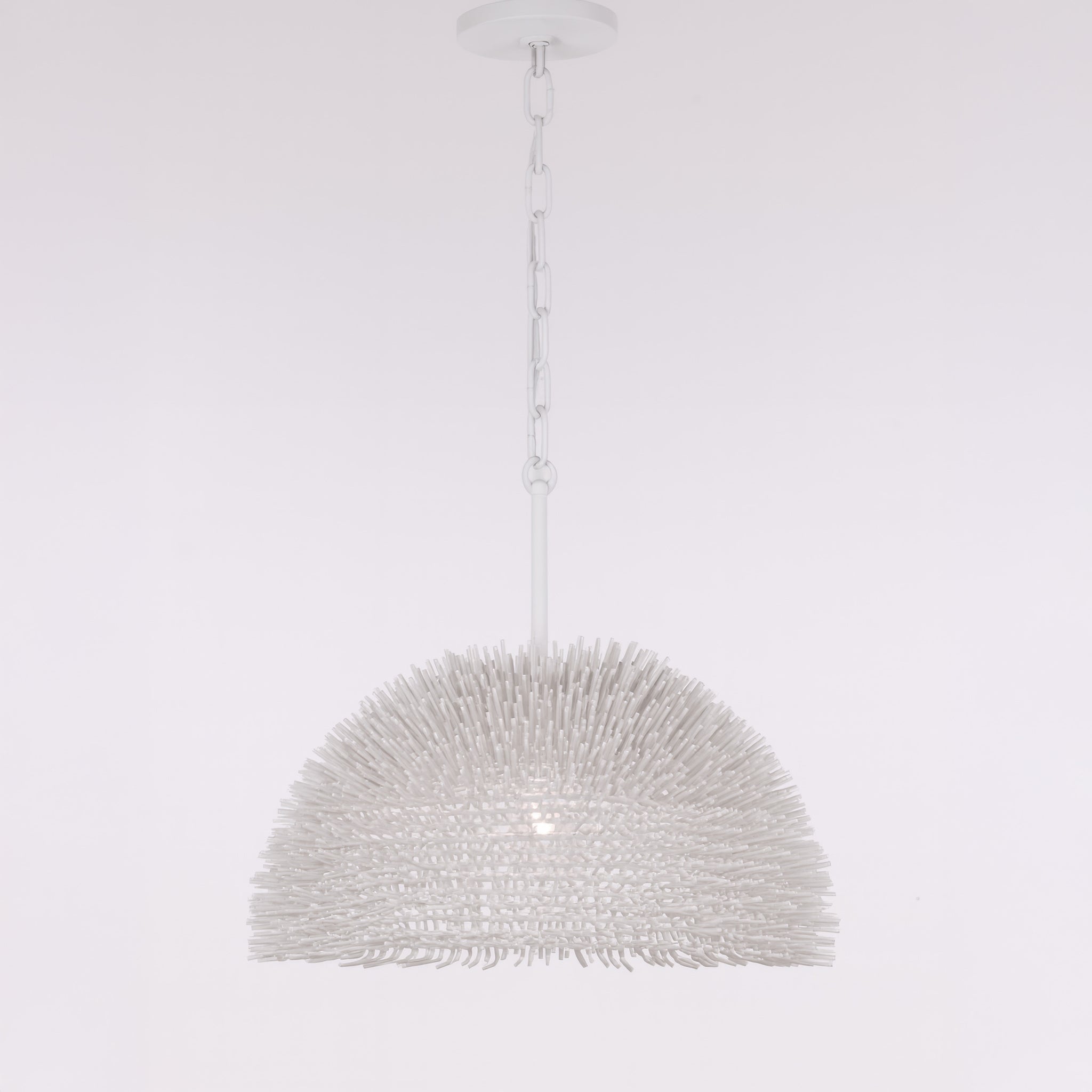 Urchin 1 Light Dome Pendant - White