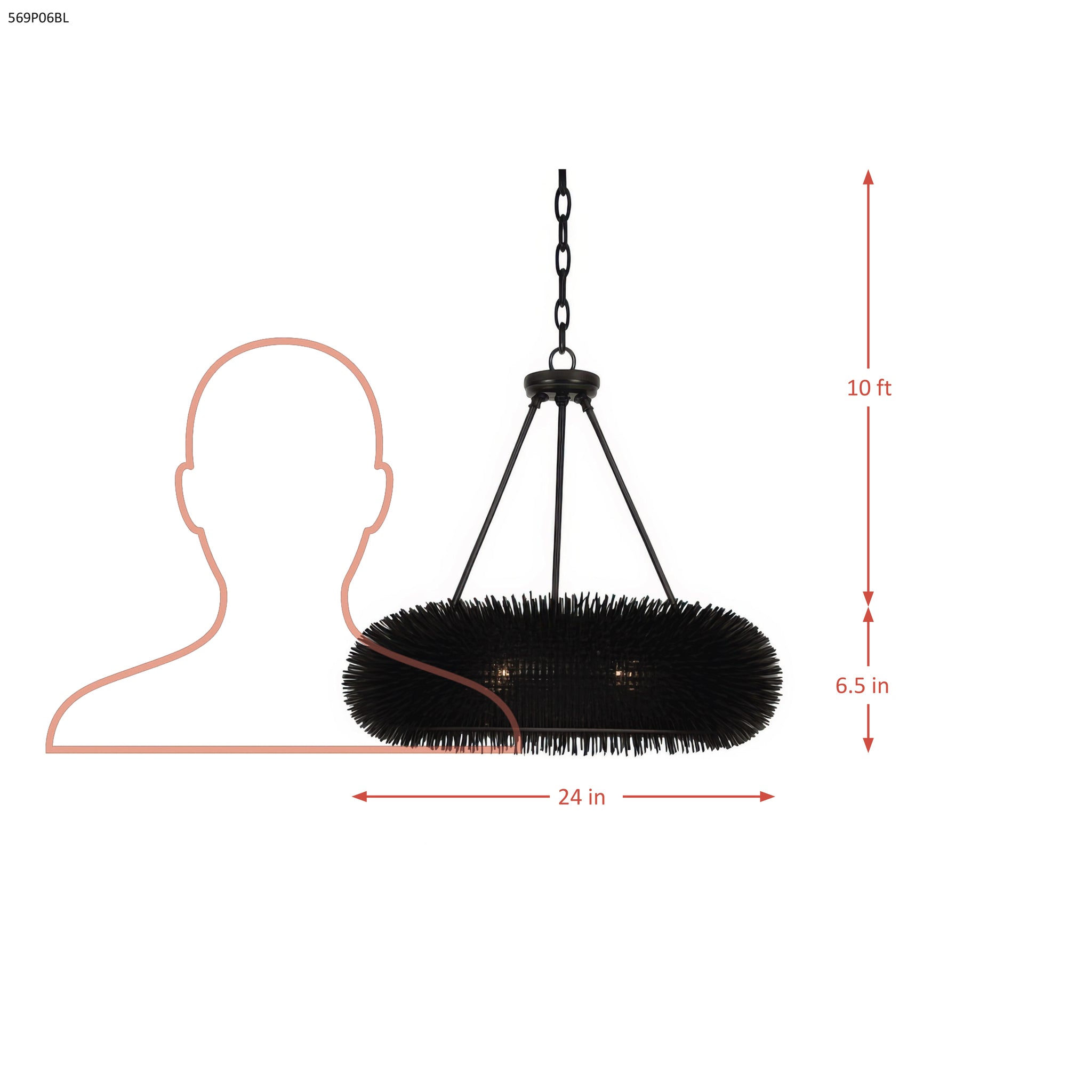 Urchin 6 Light Pendant - Black