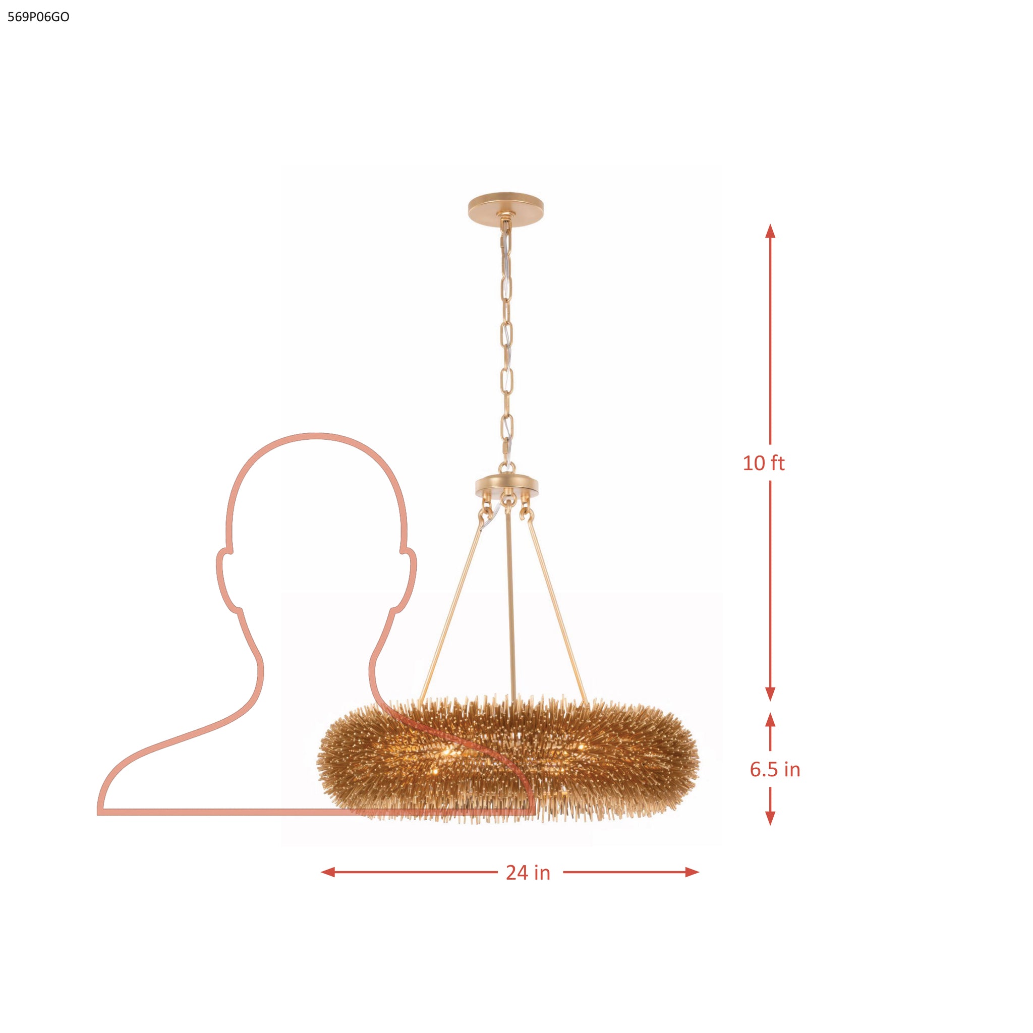 Urchin 6 Light Pendant - Gold