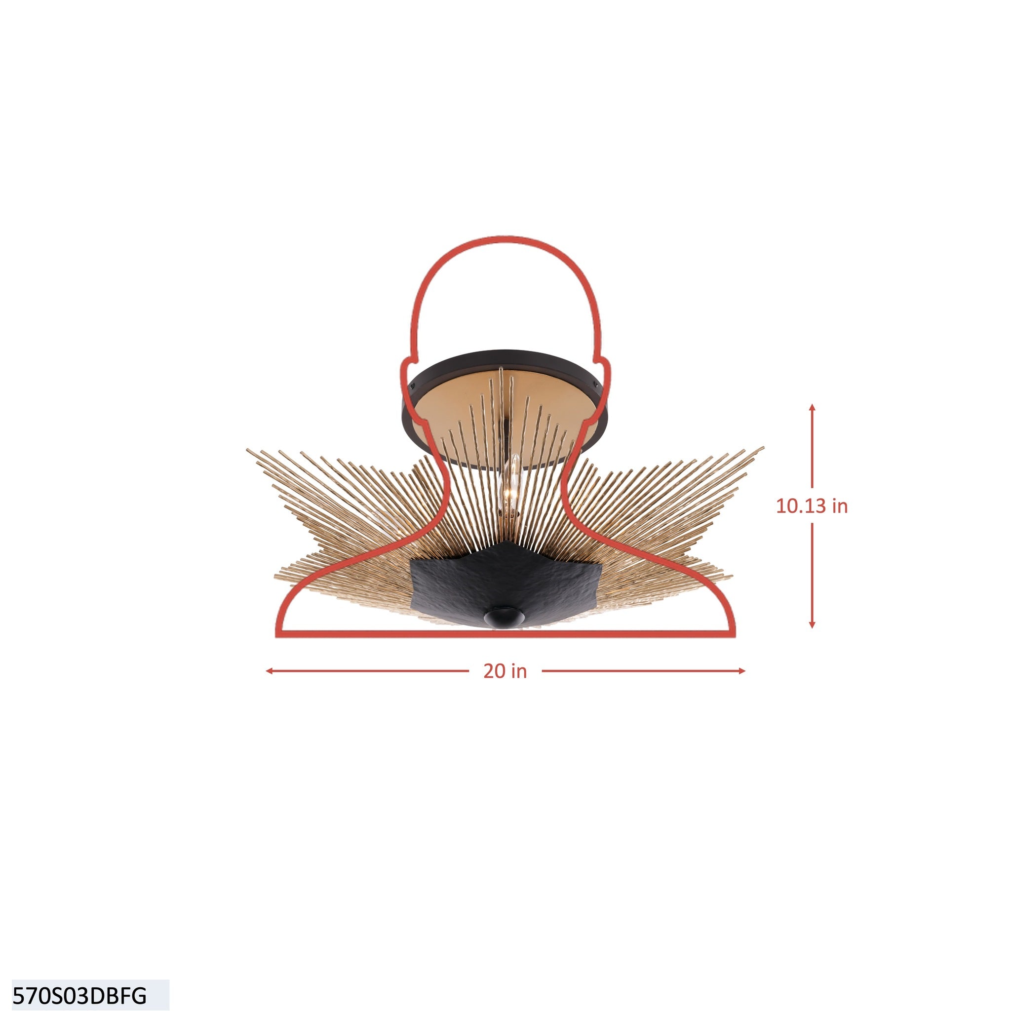 Aristocrat 3  Light Semi Flush