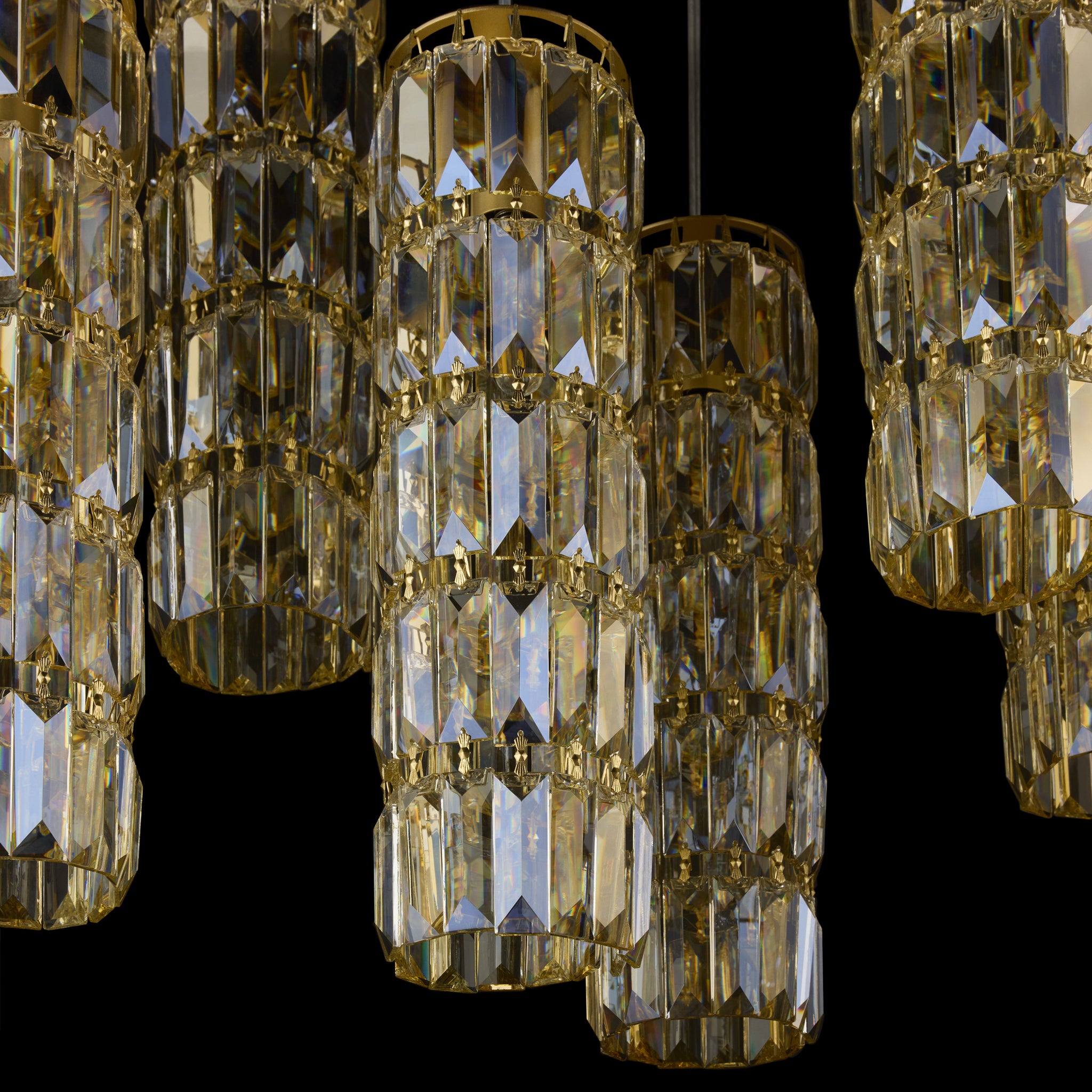 Golden Hour 8 Light Dimmable Linear Cluster of Pendants