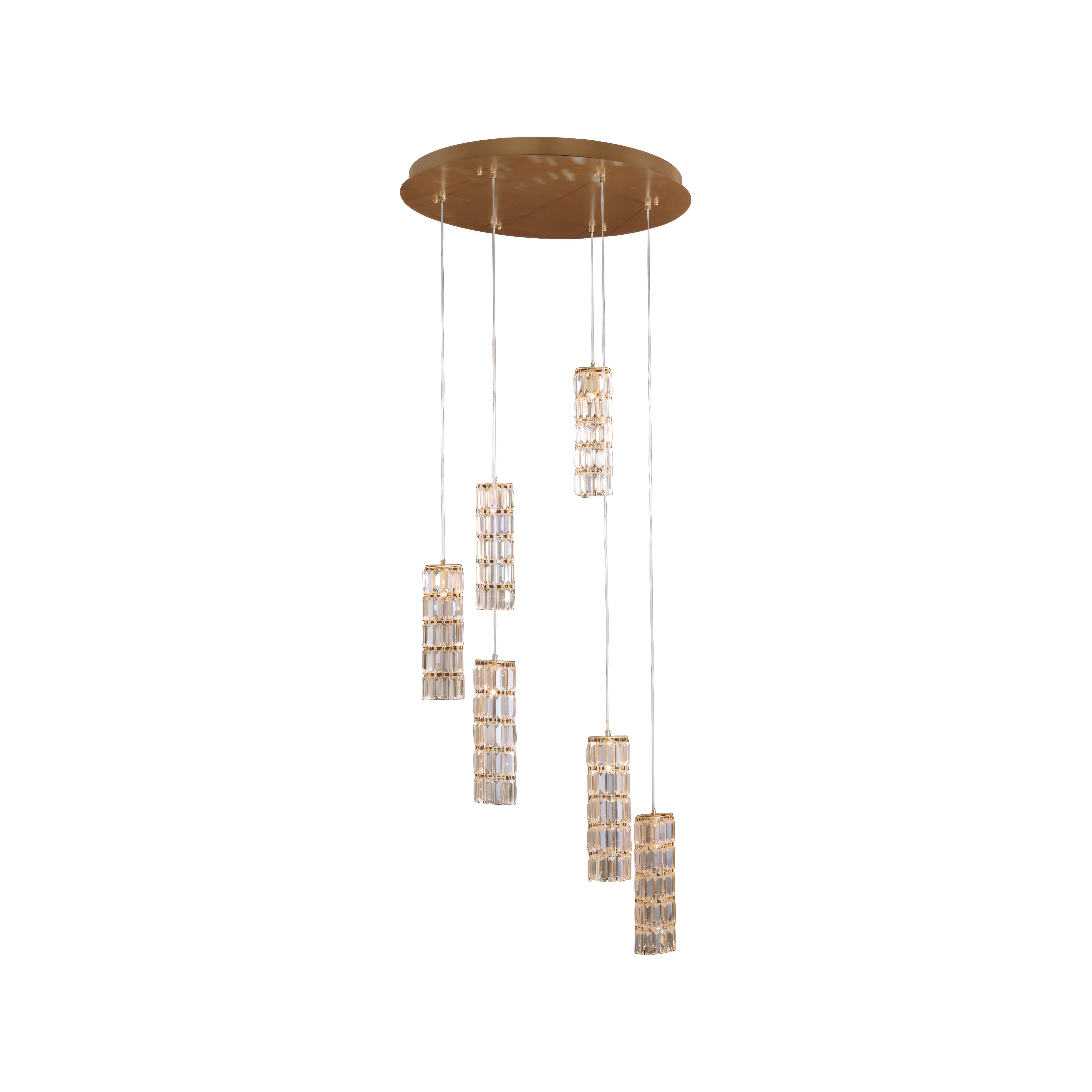 Golden Hour 6 Light Dimmable Round Cluster of Pendants - Satin Gold