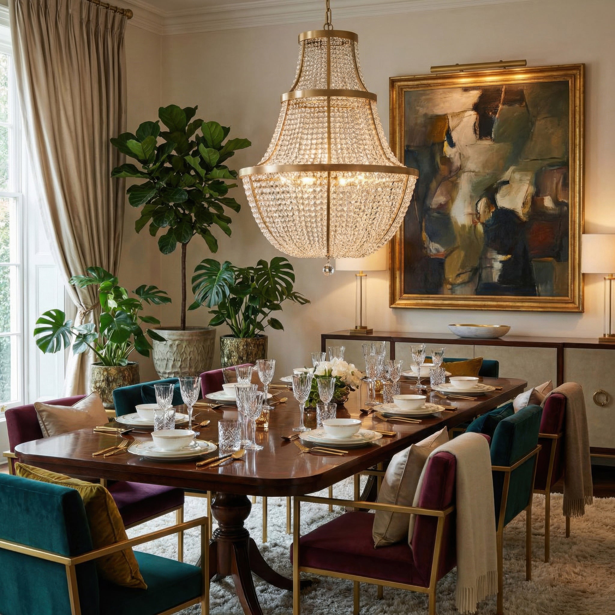 Crystal Baller 12 Light Leaded Crystal Empire Pendant - Antique Bronze