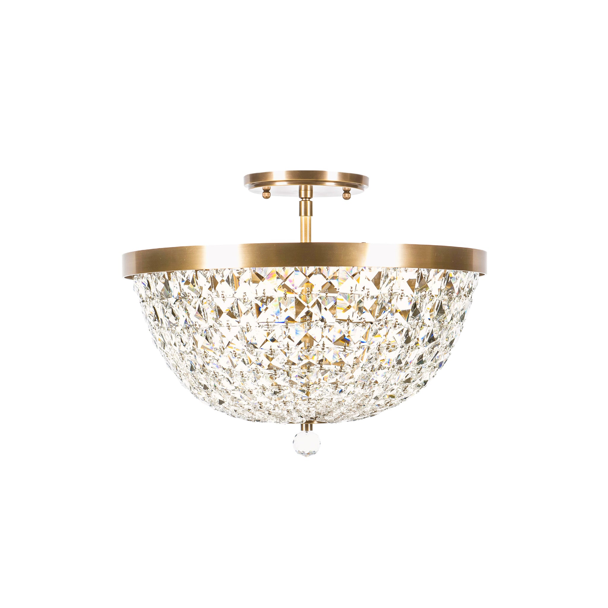 Crystal Baller 3 Light Leaded Crystal Empire Semi-Flush Mount - Antique Bronze