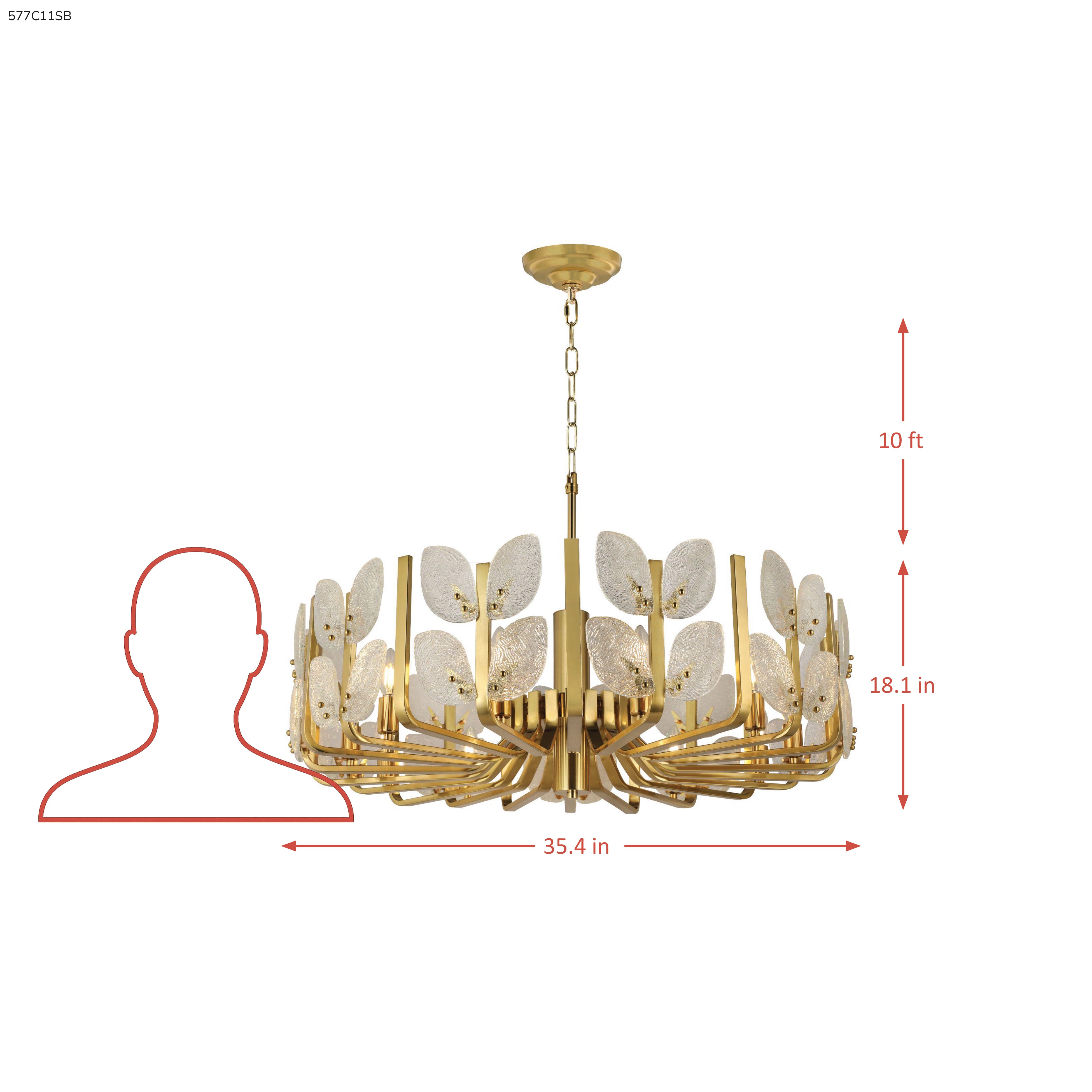 Brass Tax 11 Light Chandelier - Satin Brass