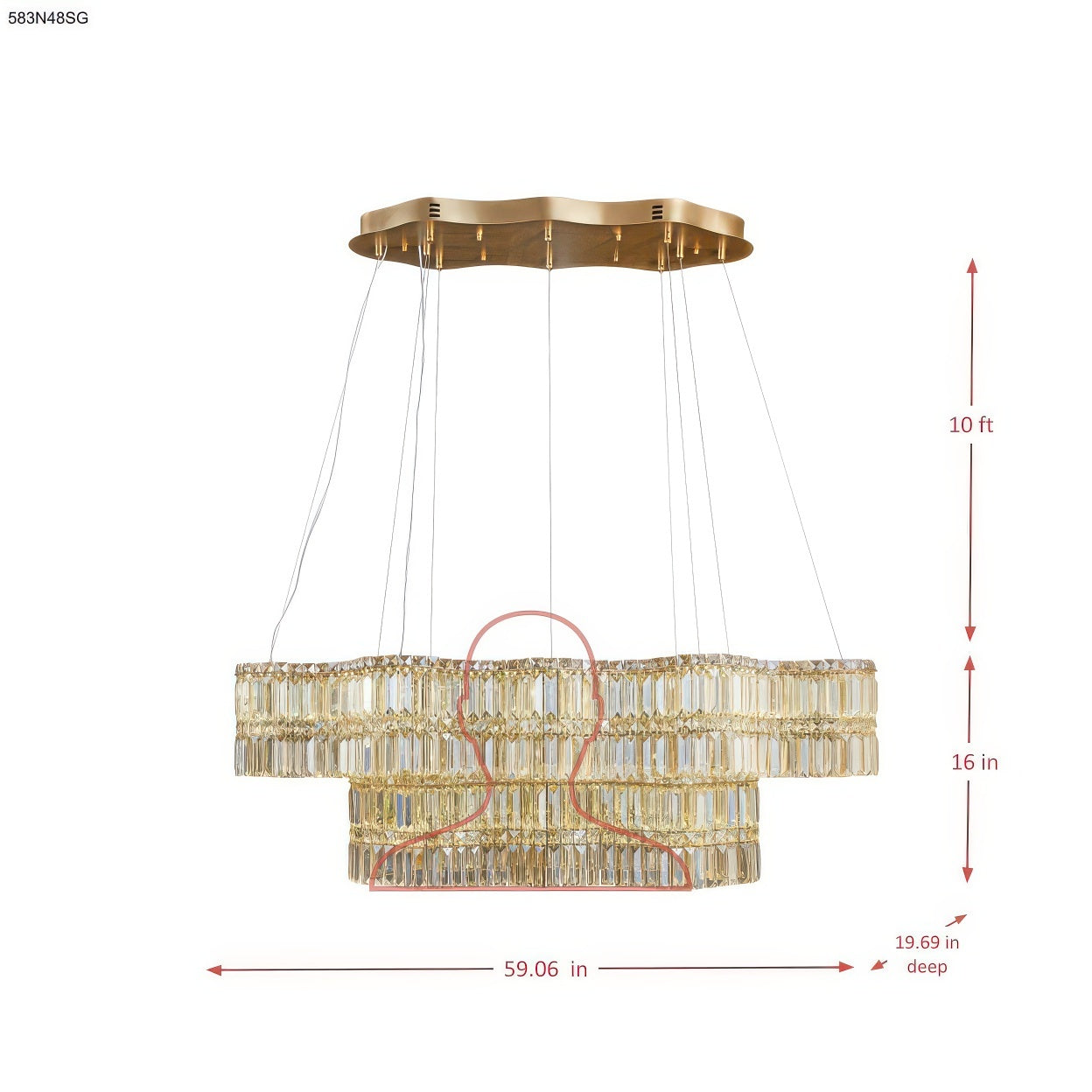 Double Standard 48 inch Dimmable LED Linear Pendant