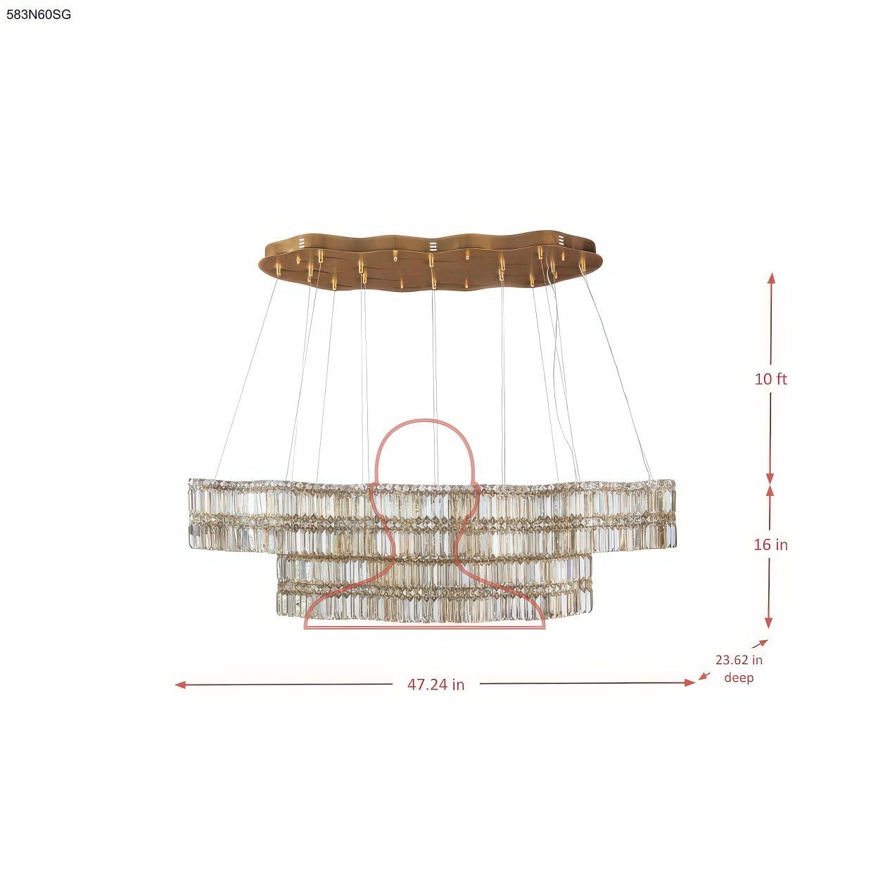 Double Standard 60 inch Dimmable LED Linear Pendant