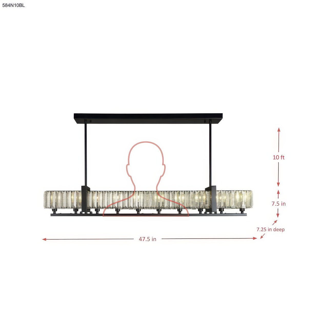 Framework 10 Light Dimmable Linear Pendant